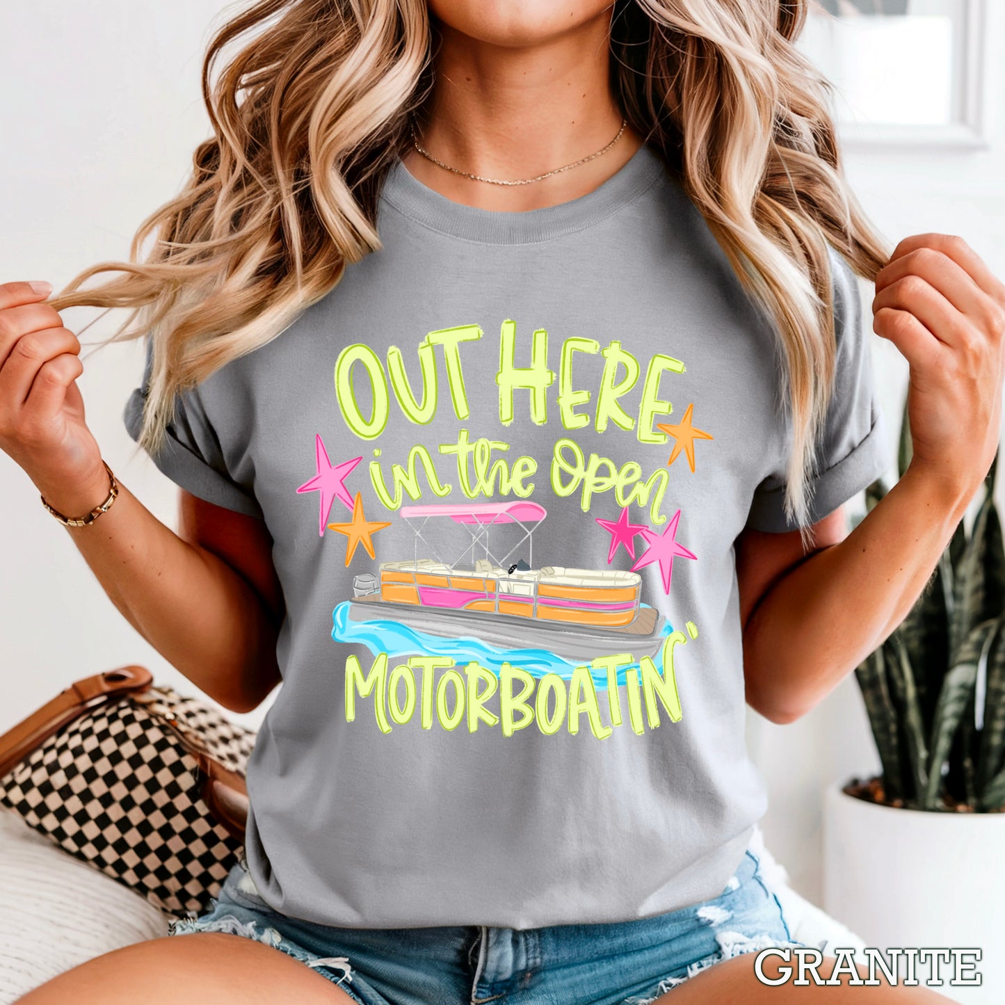 Out Here In The Open Motor Boatin’ Comfort Color Graphic Tee