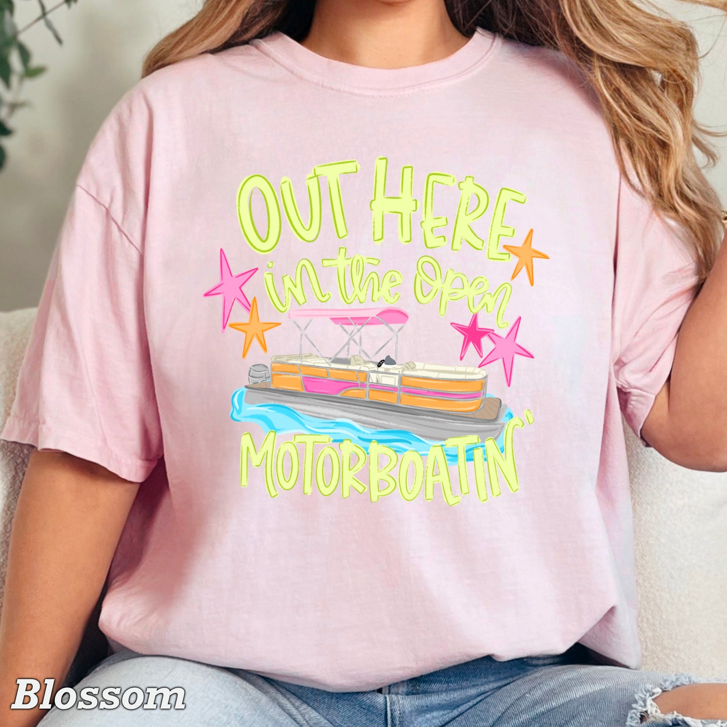 Out Here In The Open Motor Boatin’ Comfort Color Graphic Tee