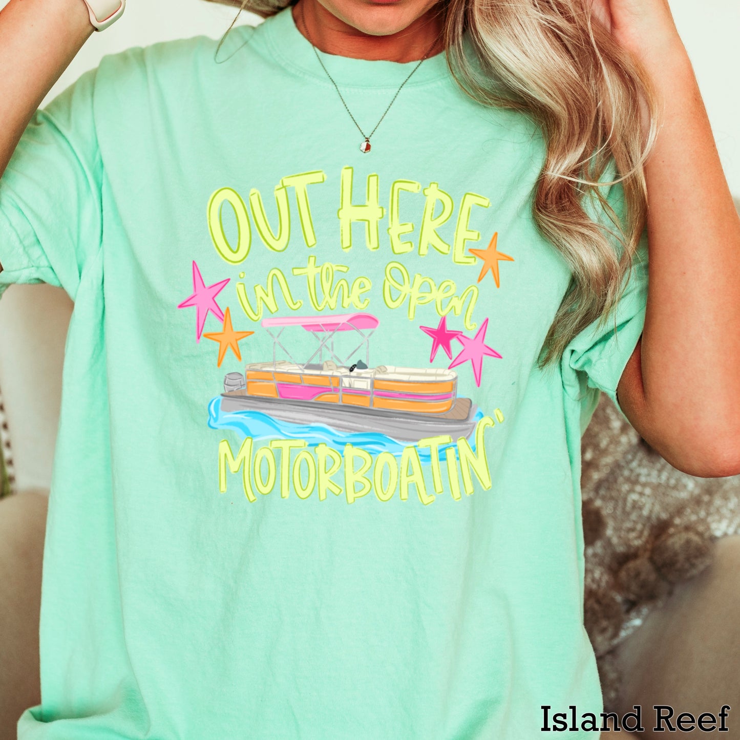 Out Here In The Open Motor Boatin’ Comfort Color Graphic Tee