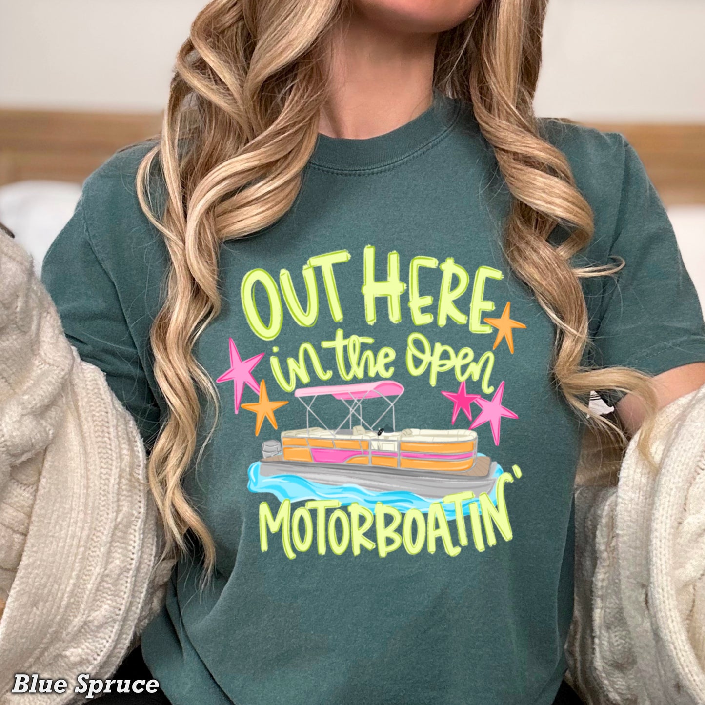 Out Here In The Open Motor Boatin’ Comfort Color Graphic Tee
