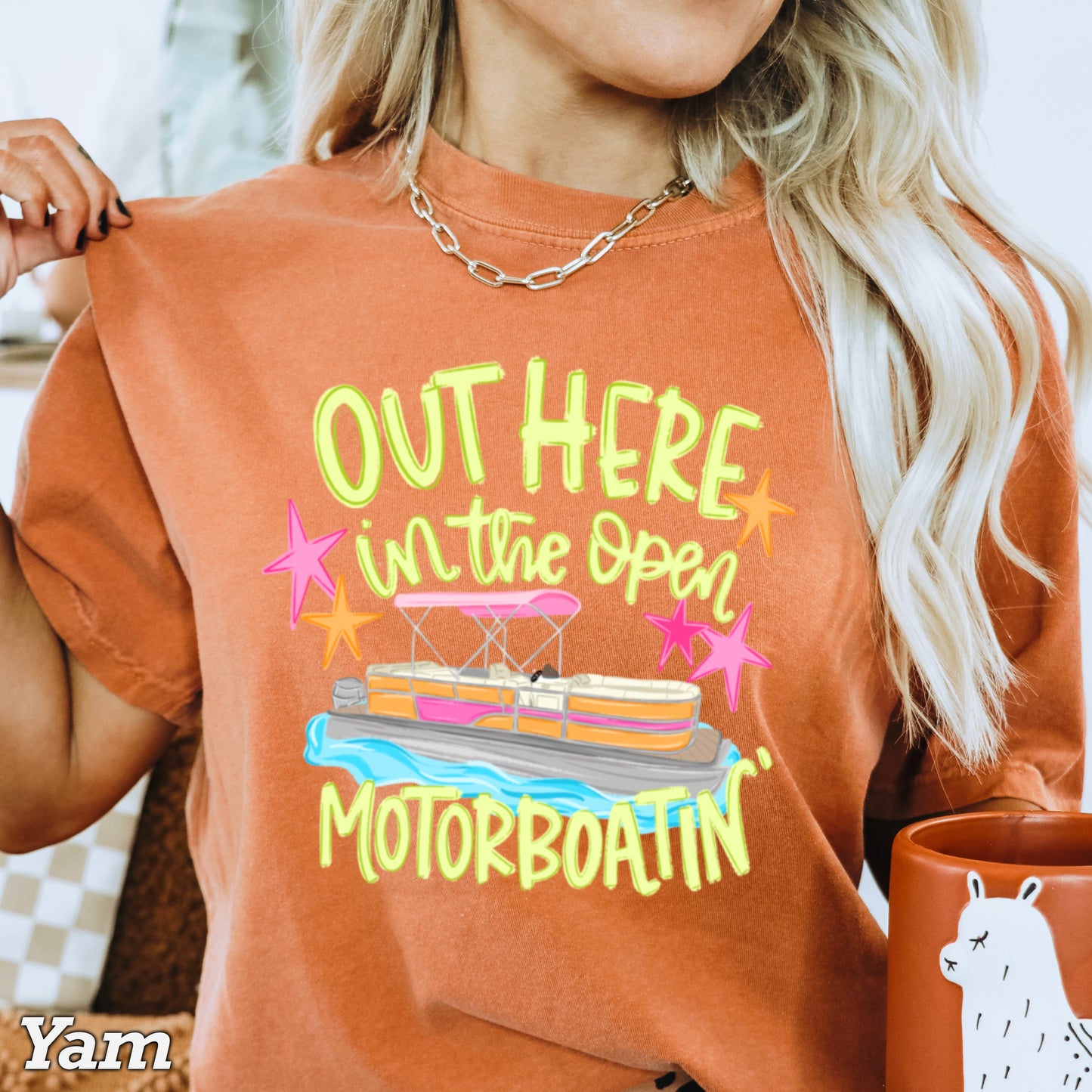 Out Here In The Open Motor Boatin’ Comfort Color Graphic Tee