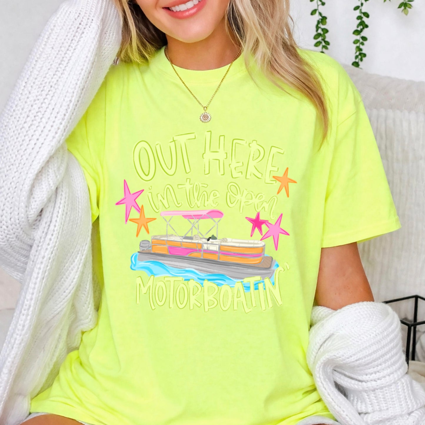 Out Here In The Open Motor Boatin’ Comfort Color Graphic Tee