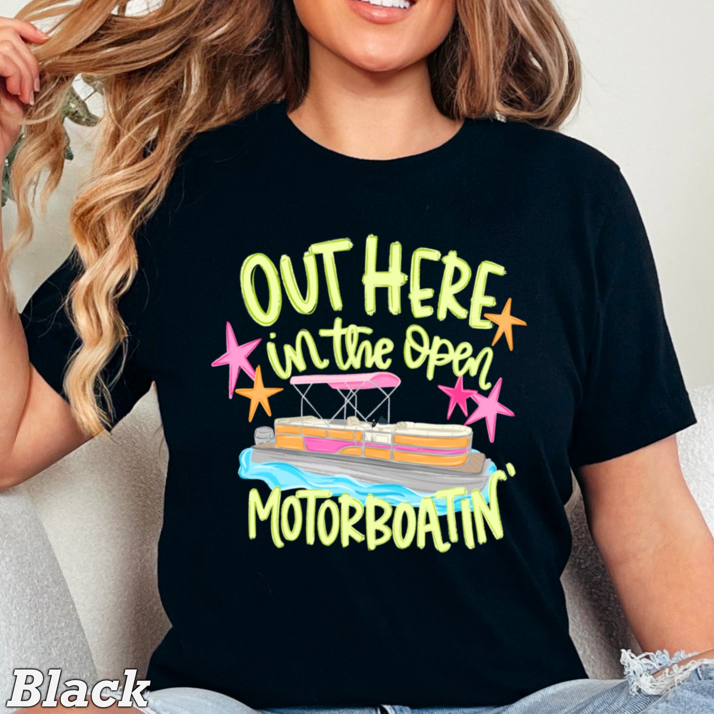 Out Here In The Open Motor Boatin’ Comfort Color Graphic Tee