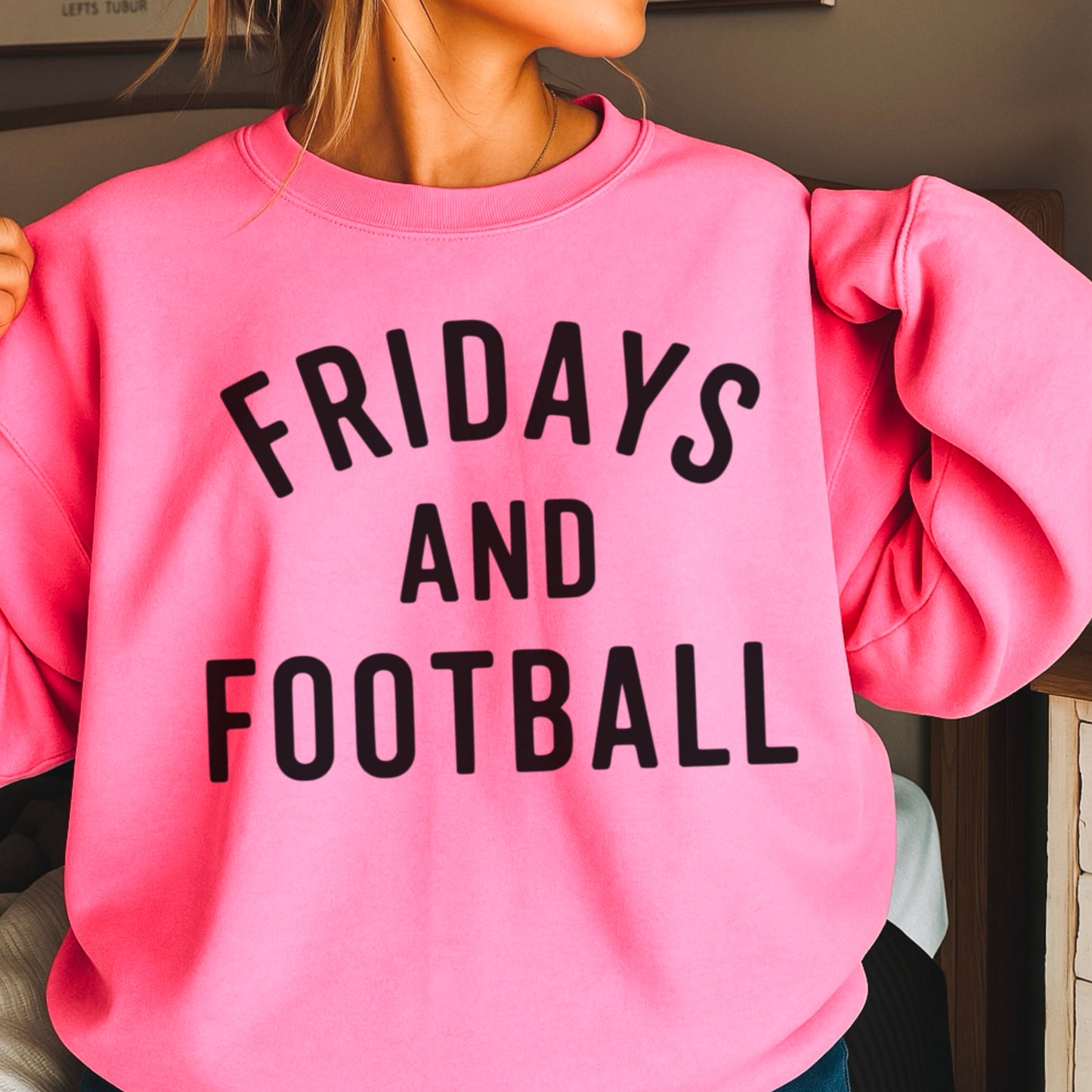 Fridays And Football Crewneck Sweatshirt