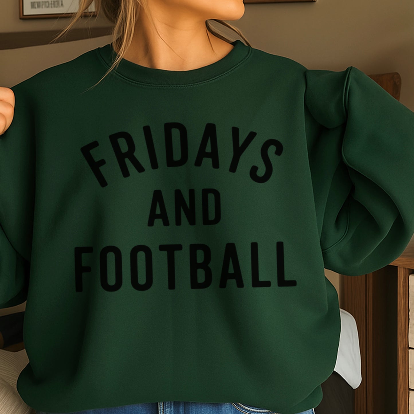 Fridays And Football Crewneck Sweatshirt
