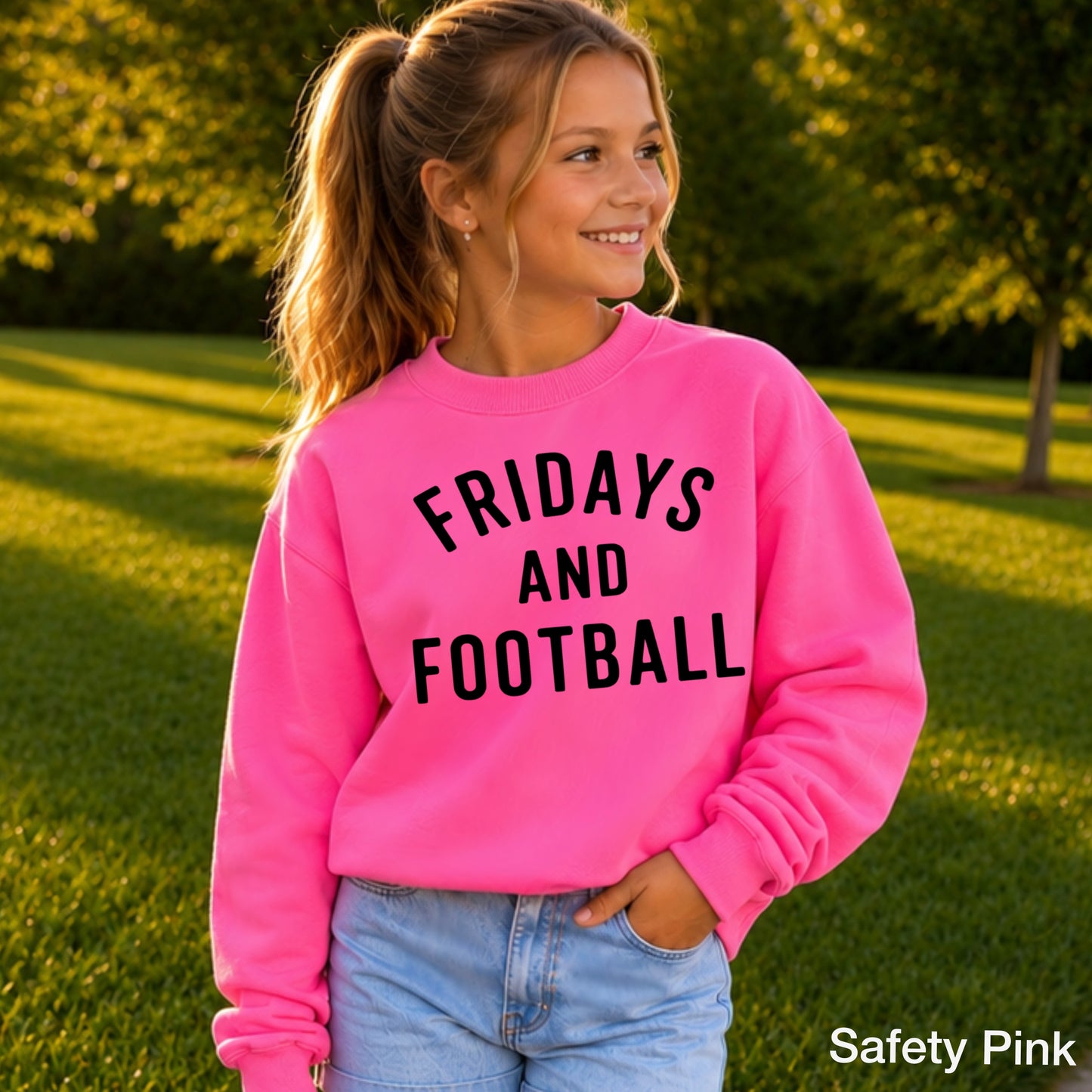 Fridays And Football Youth Crewneck Sweatshirt