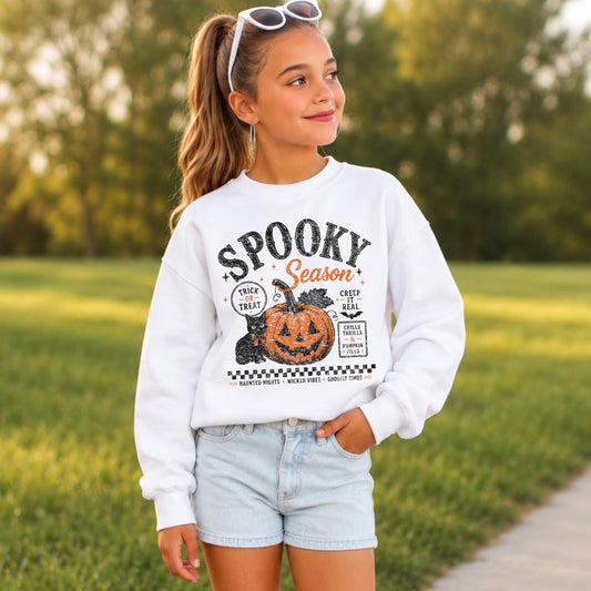 Spooky Season Youth Halloween Crewneck Sweatshirt