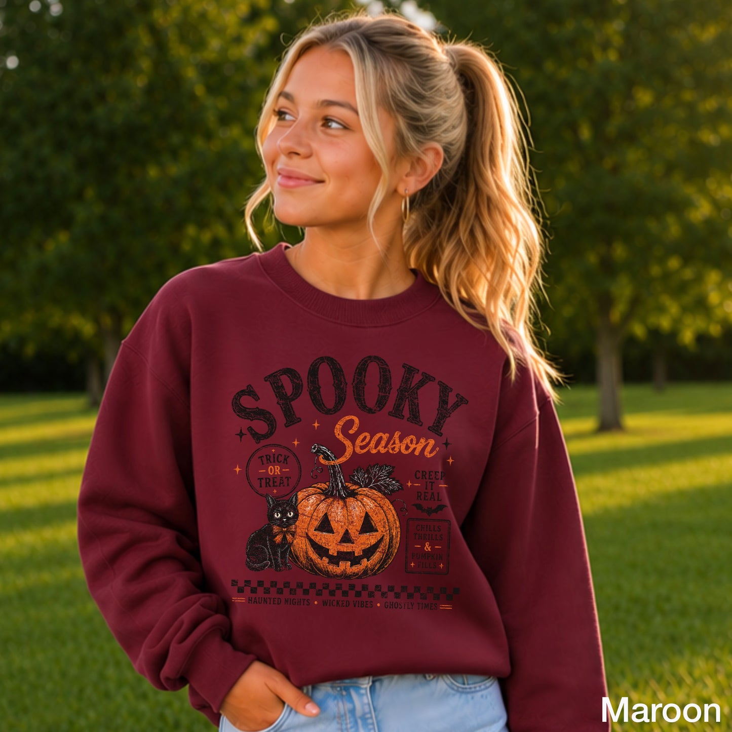 Spooky Season Youth Halloween Crewneck Sweatshirt
