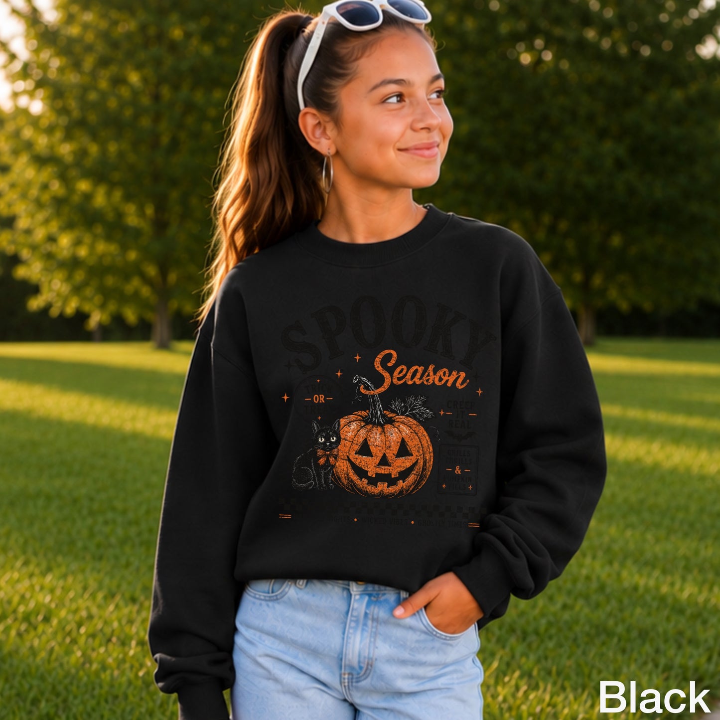 Spooky Season Youth Halloween Crewneck Sweatshirt