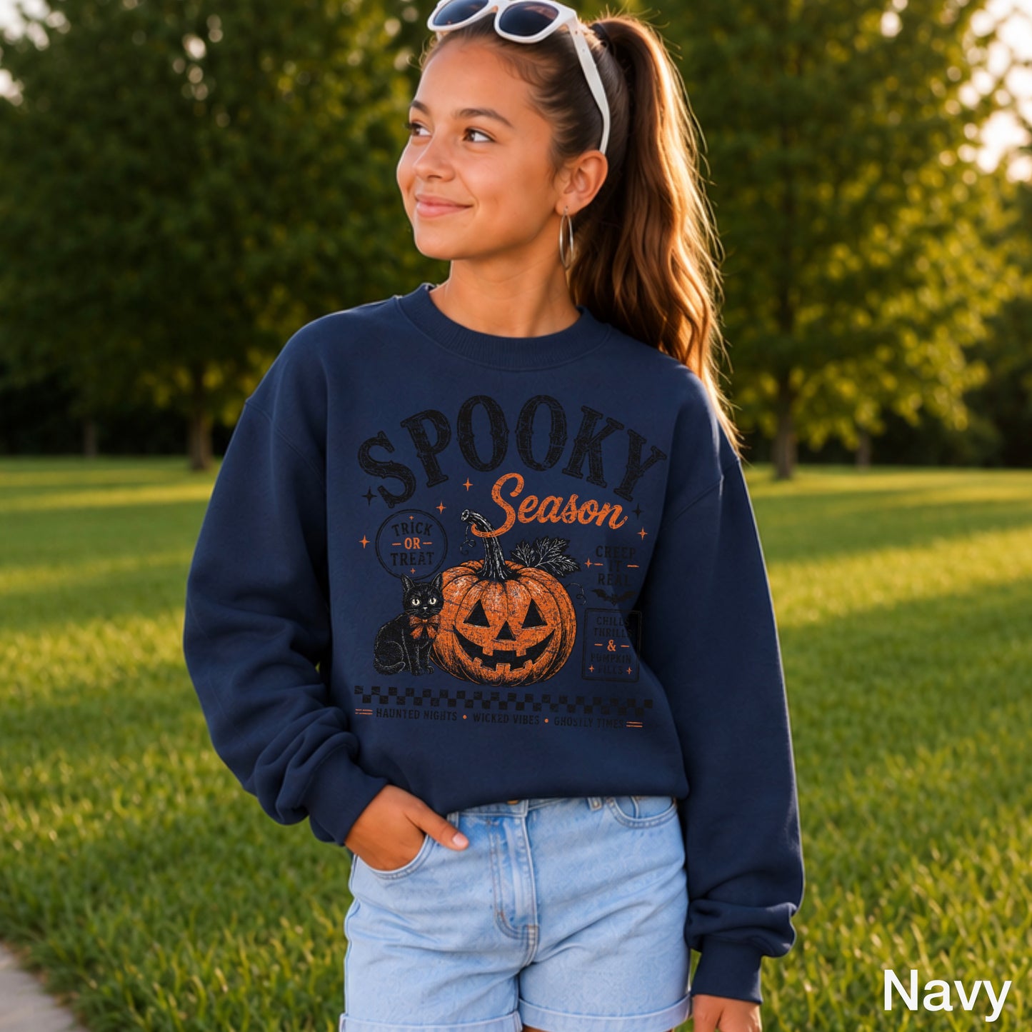 Spooky Season Youth Halloween Crewneck Sweatshirt