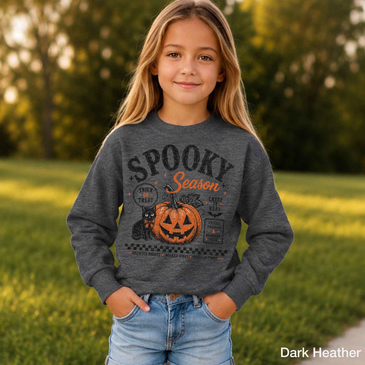 Spooky Season Youth Halloween Crewneck Sweatshirt