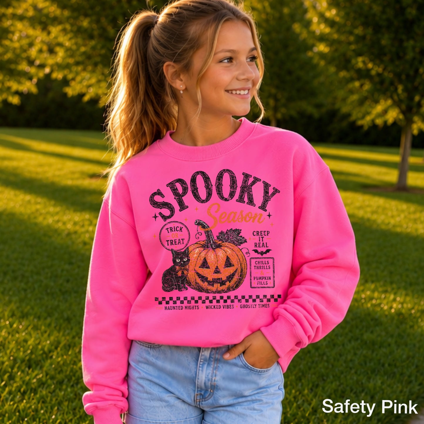 Spooky Season Youth Halloween Crewneck Sweatshirt