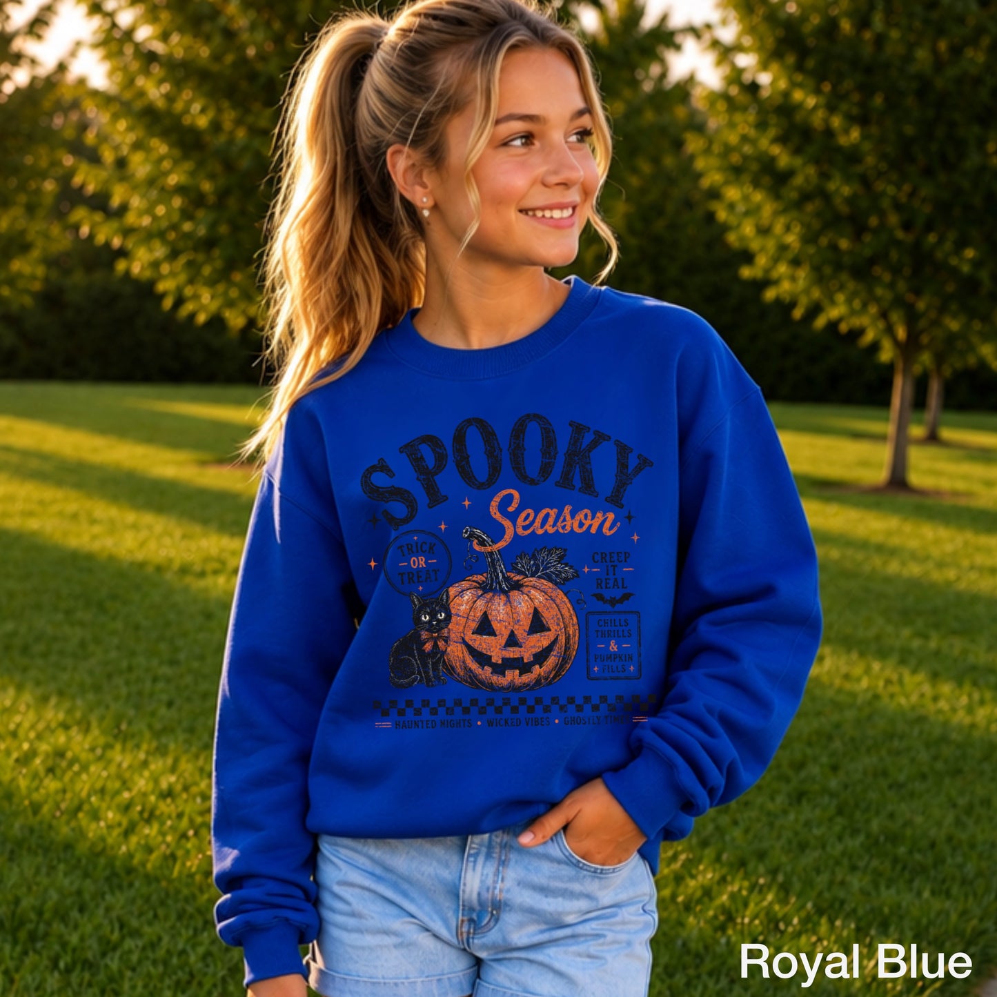 Spooky Season Youth Halloween Crewneck Sweatshirt