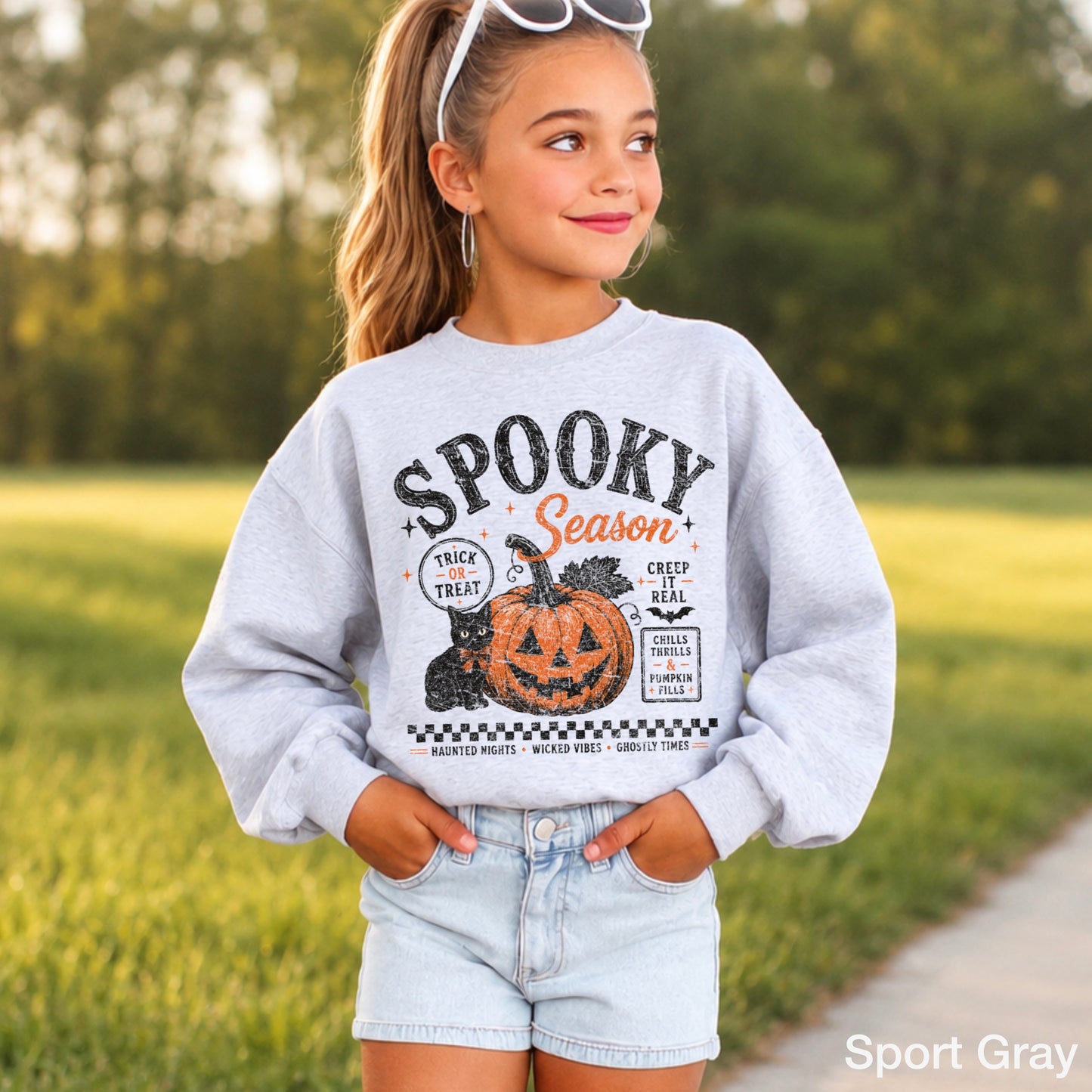 Spooky Season Youth Halloween Crewneck Sweatshirt