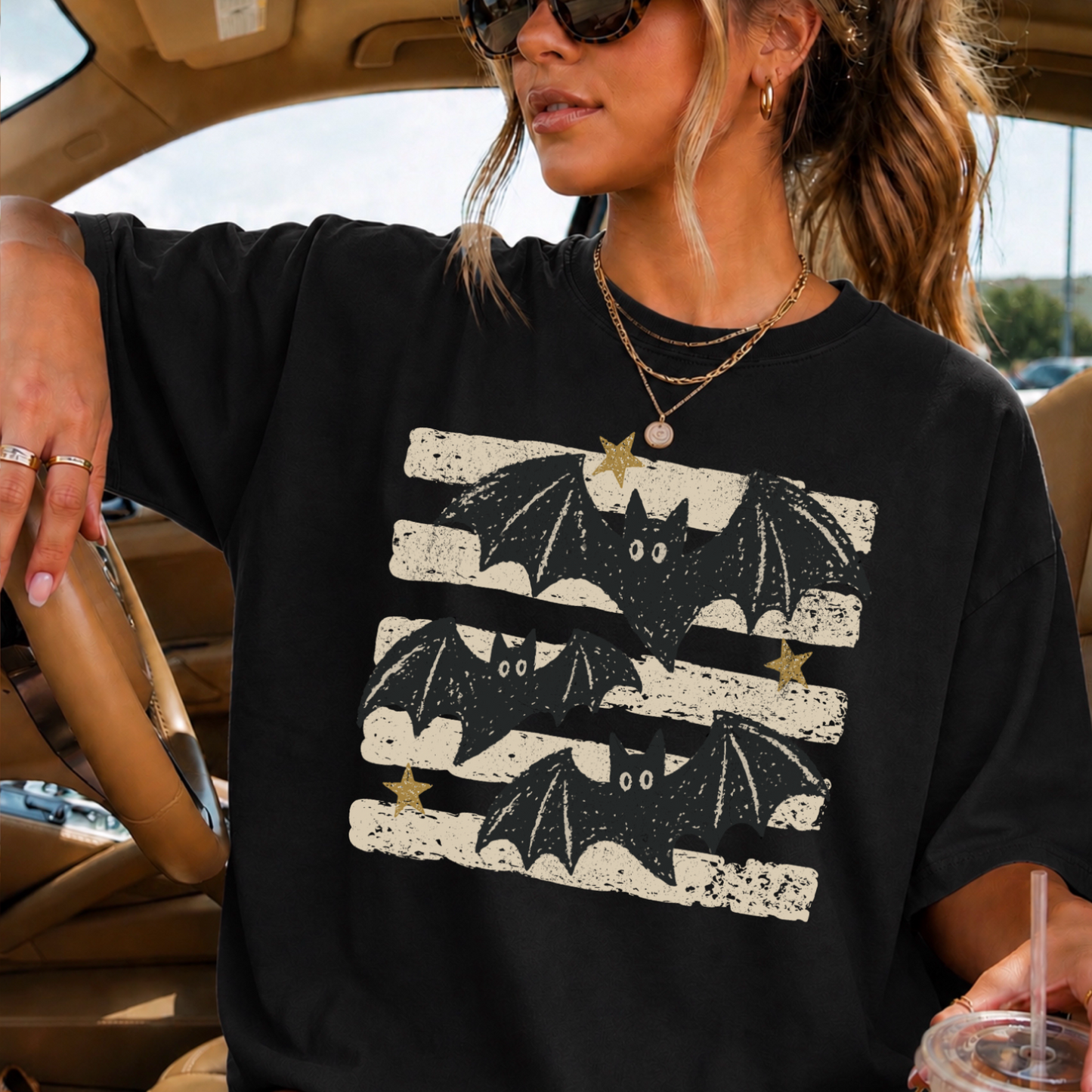 Halloween Bats Comfort Color Graphic Tee