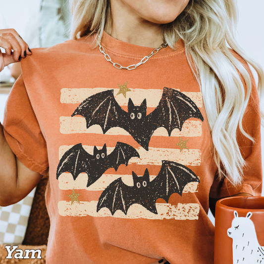 Halloween Bats Comfort Color Graphic Tee