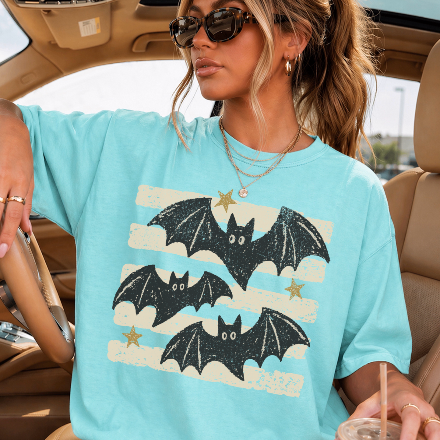 Halloween Bats Comfort Color Graphic Tee