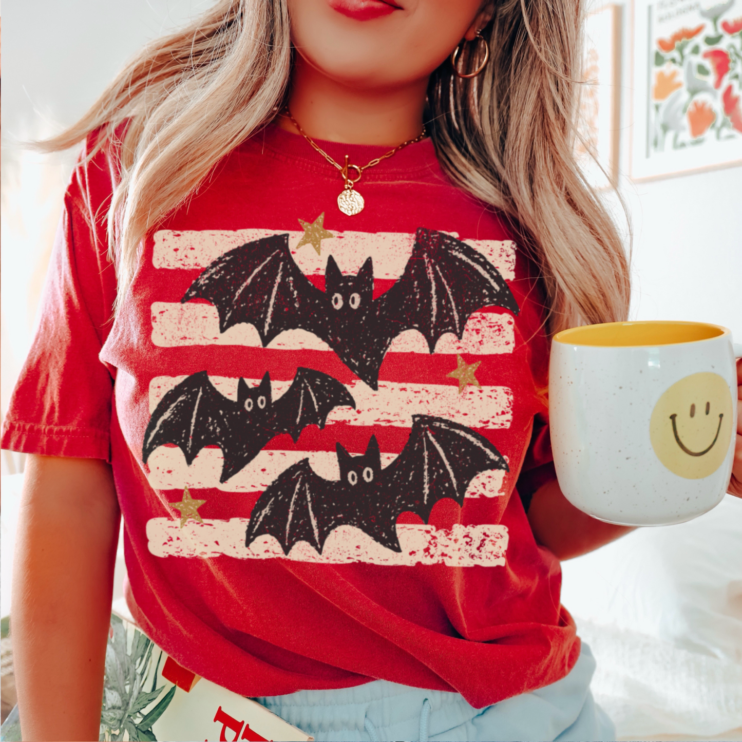 Halloween Bats Comfort Color Graphic Tee