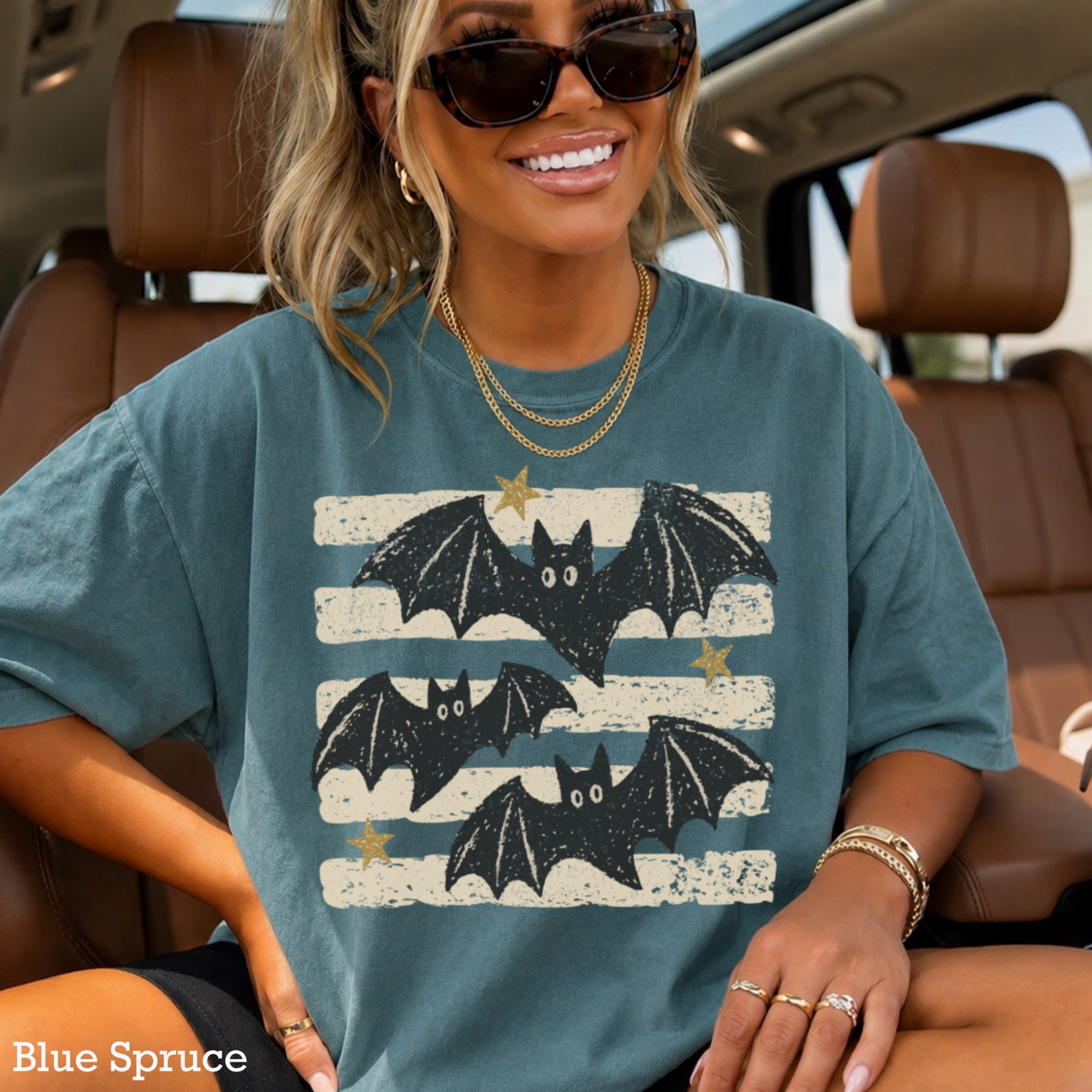 Halloween Bats Comfort Color Graphic Tee