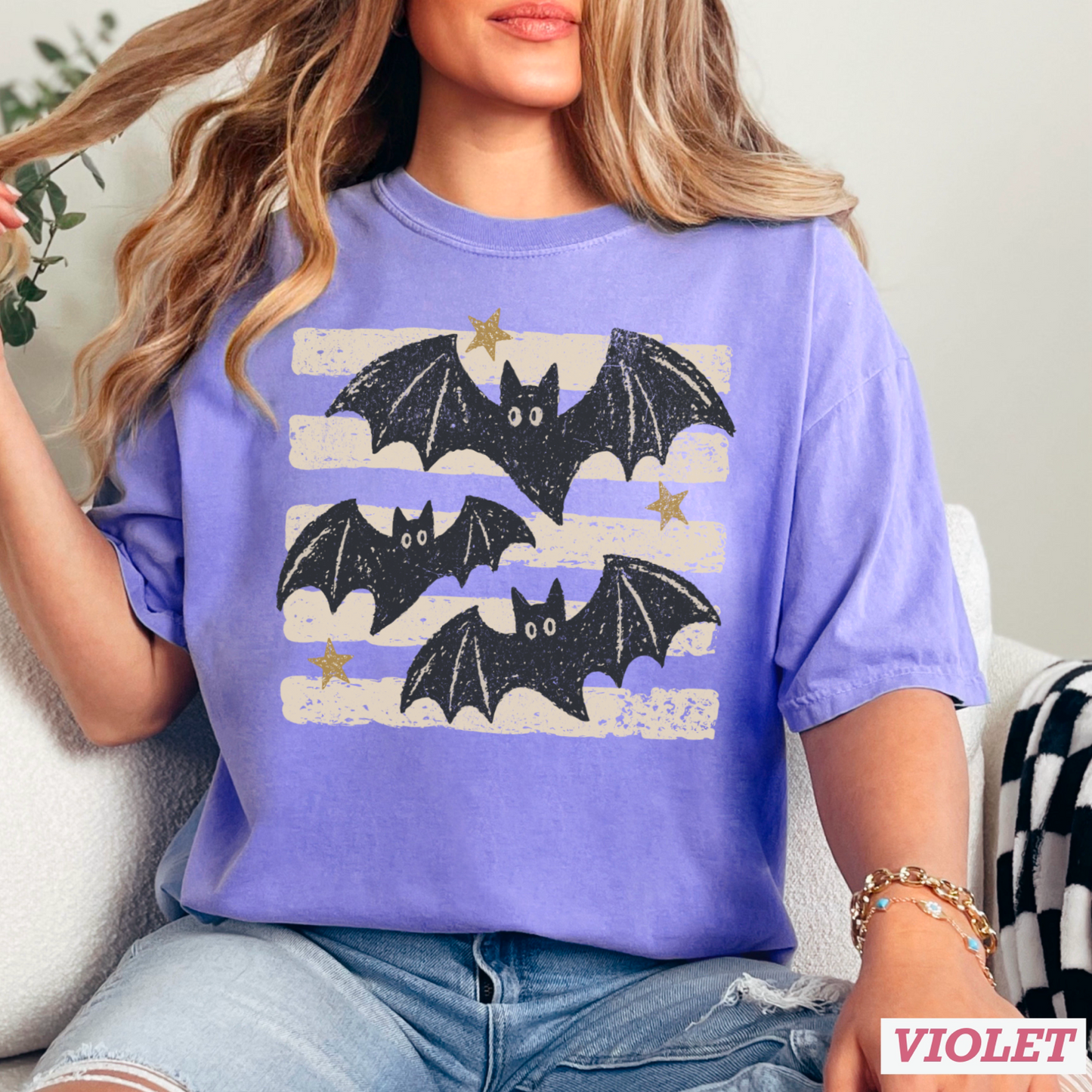 Halloween Bats Comfort Color Graphic Tee