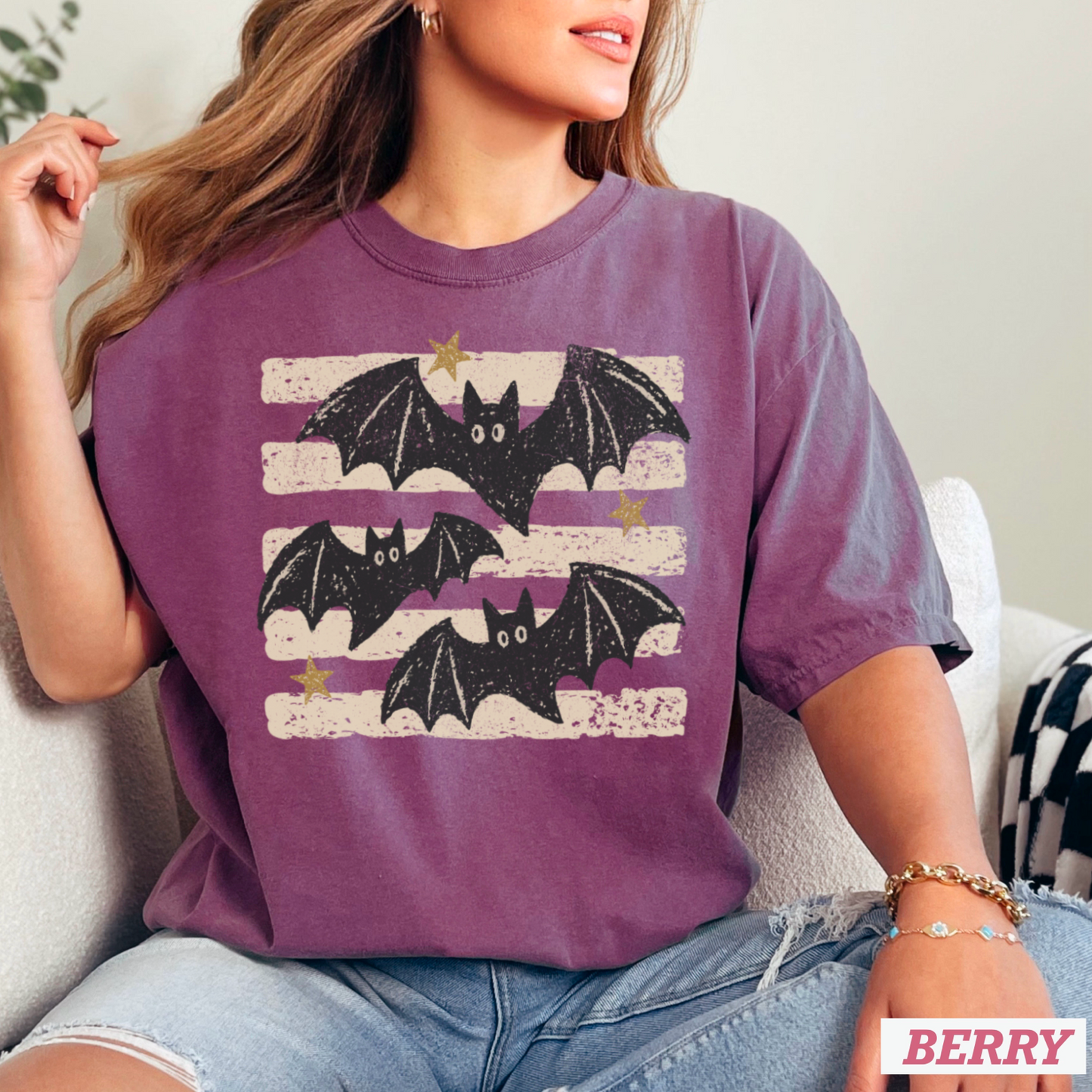 Halloween Bats Comfort Color Graphic Tee
