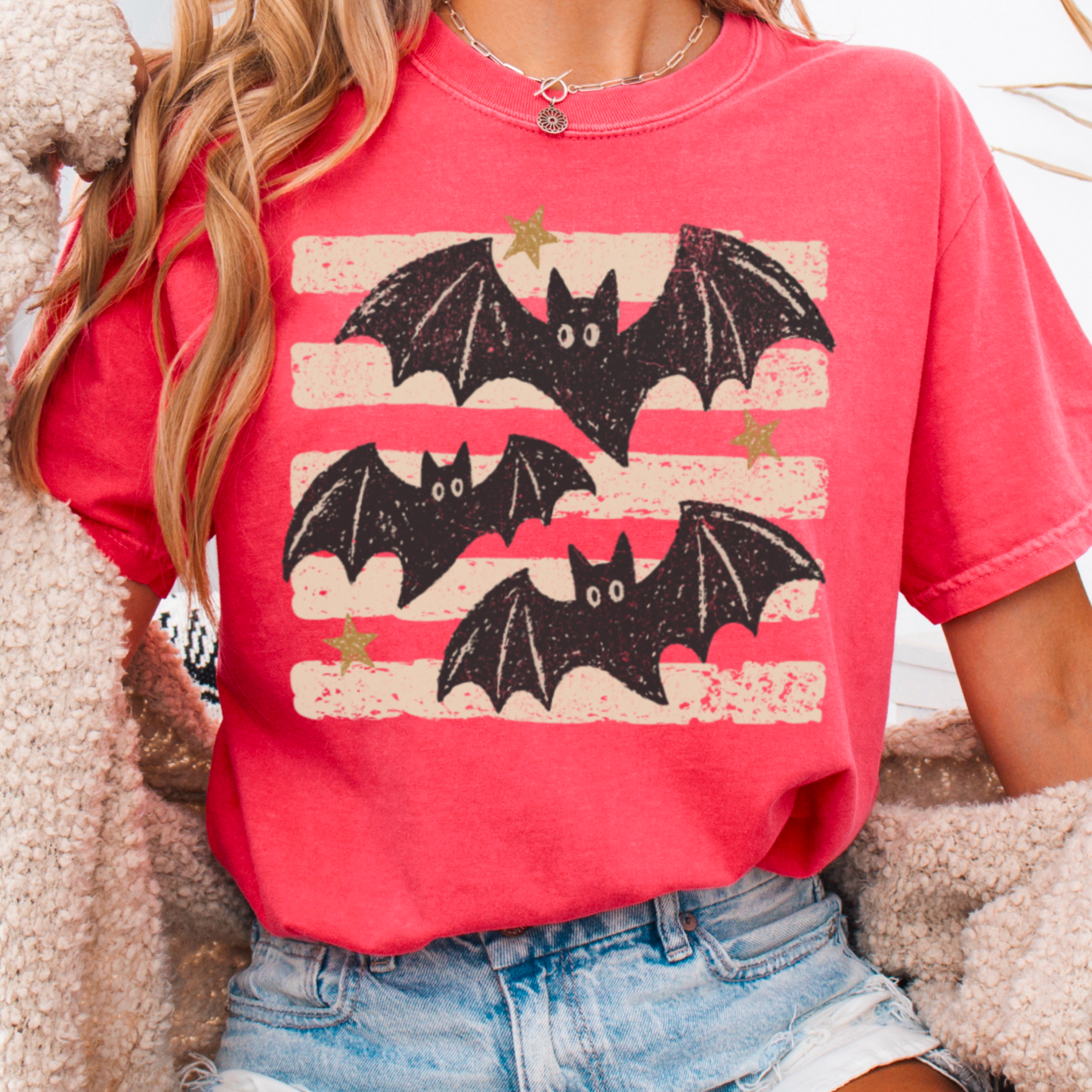 Halloween Bats Comfort Color Graphic Tee
