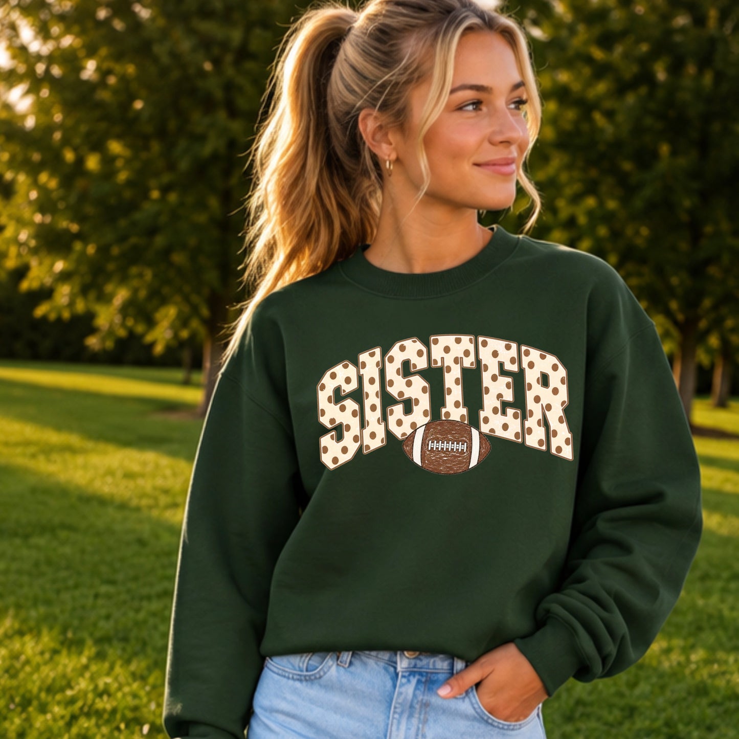 Football Sister Youth Crewneck Sweatshirt