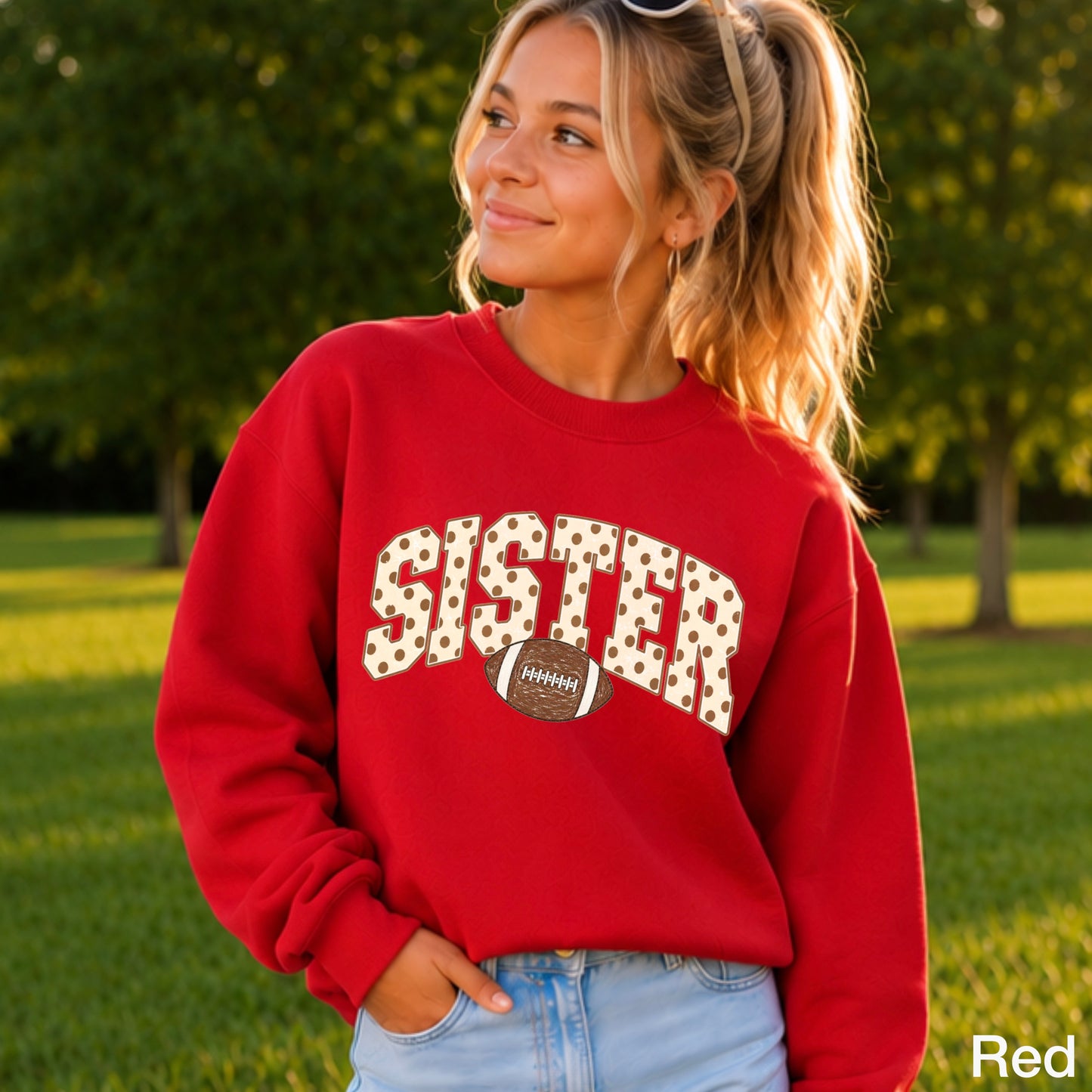 Football Sister Youth Crewneck Sweatshirt