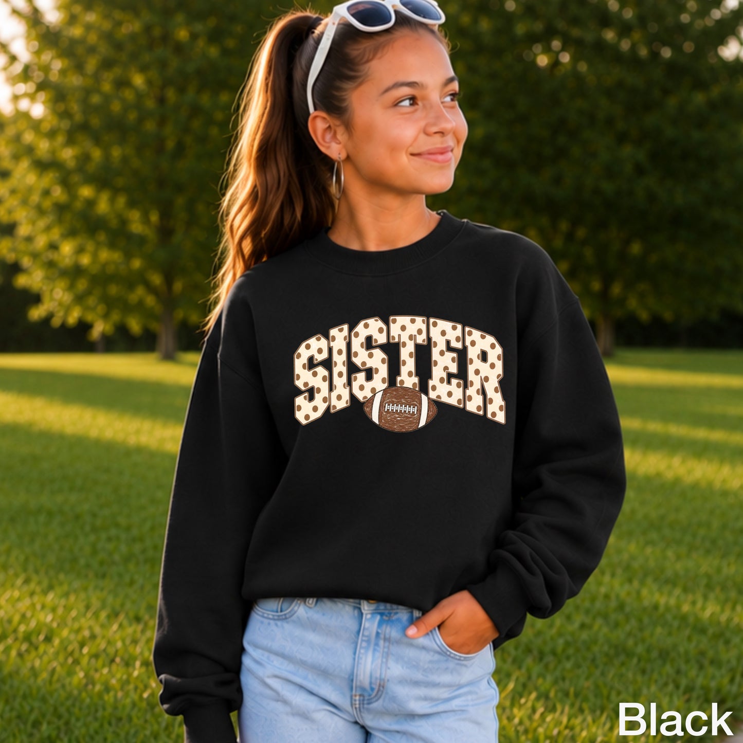 Football Sister Youth Crewneck Sweatshirt