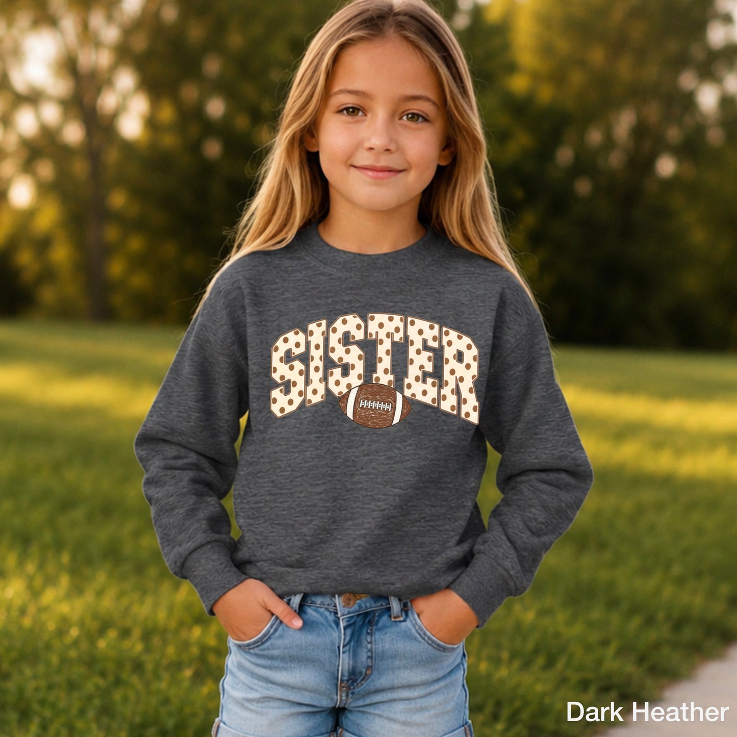 Football Sister Youth Crewneck Sweatshirt