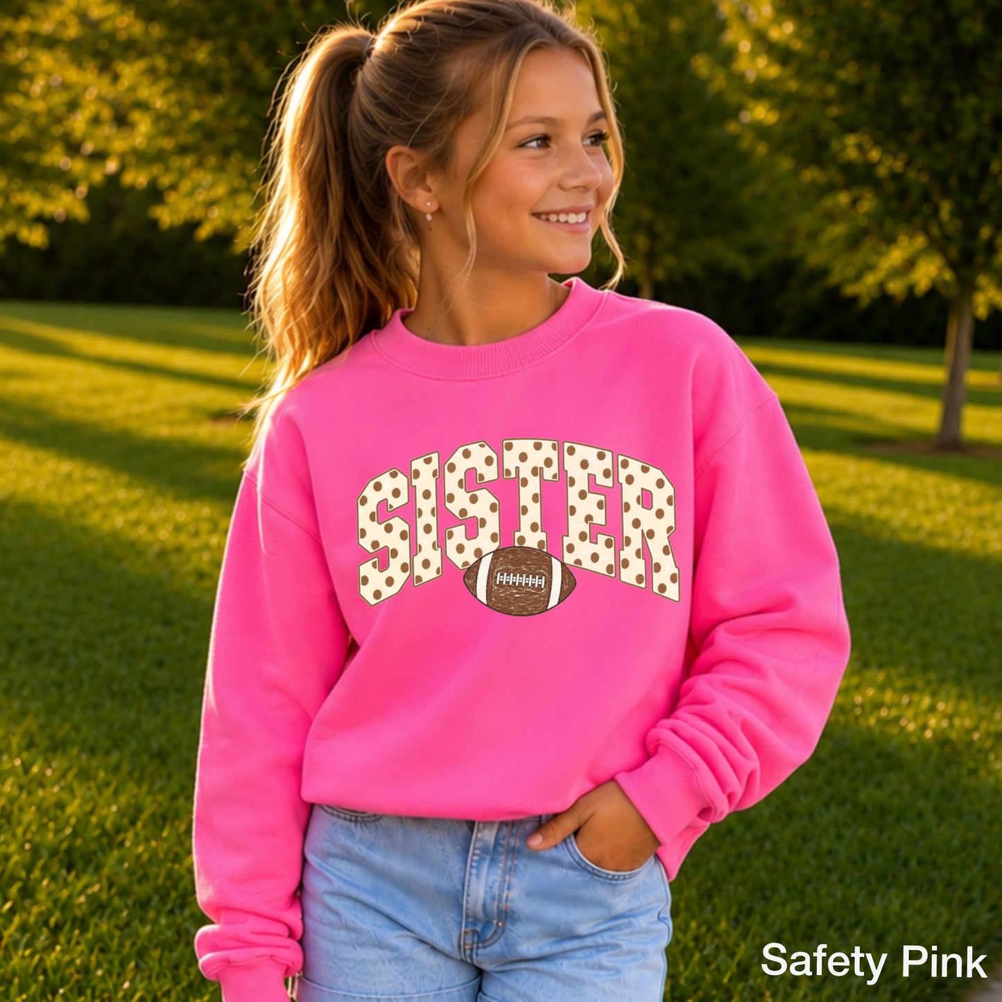 Football Sister Youth Crewneck Sweatshirt