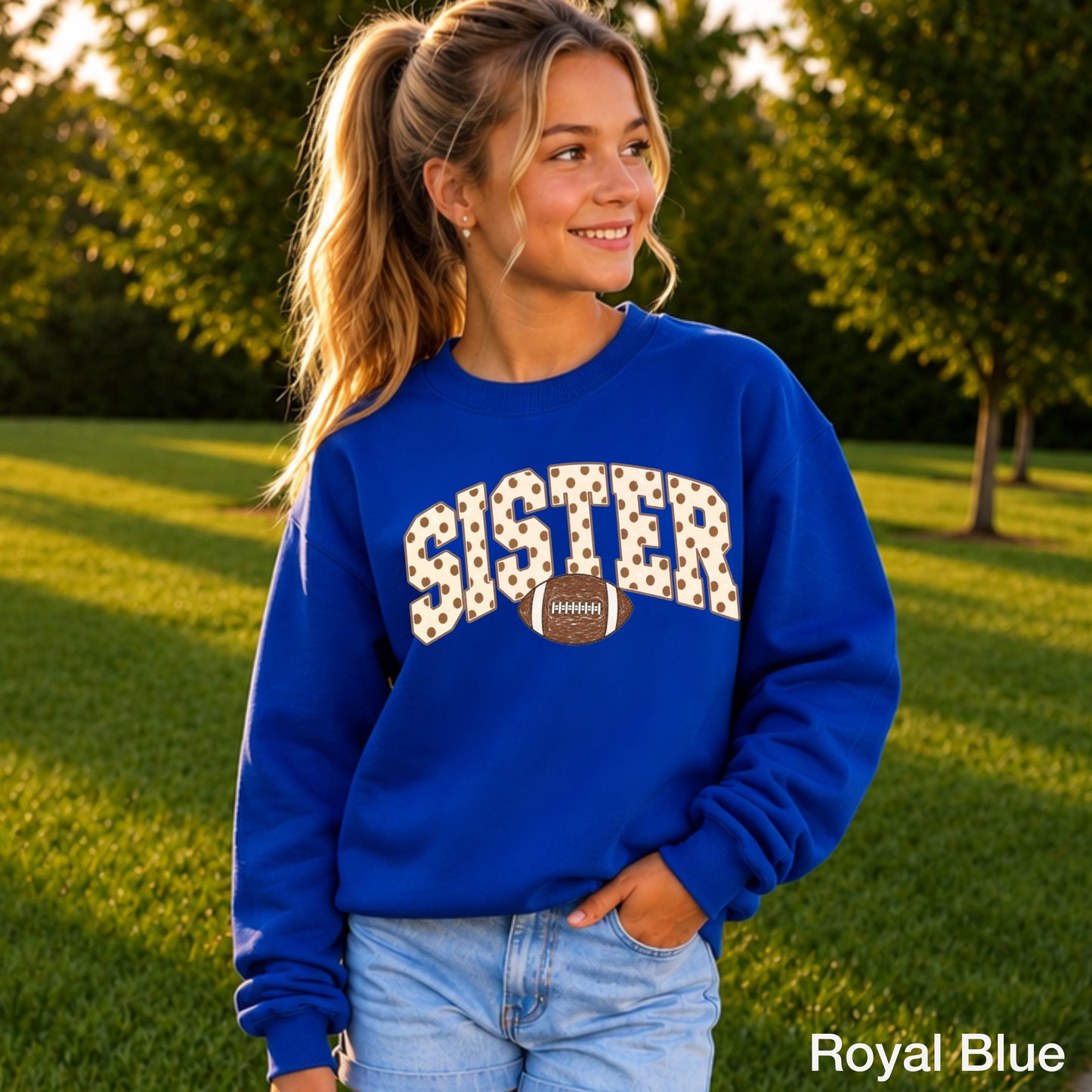 Football Sister Youth Crewneck Sweatshirt