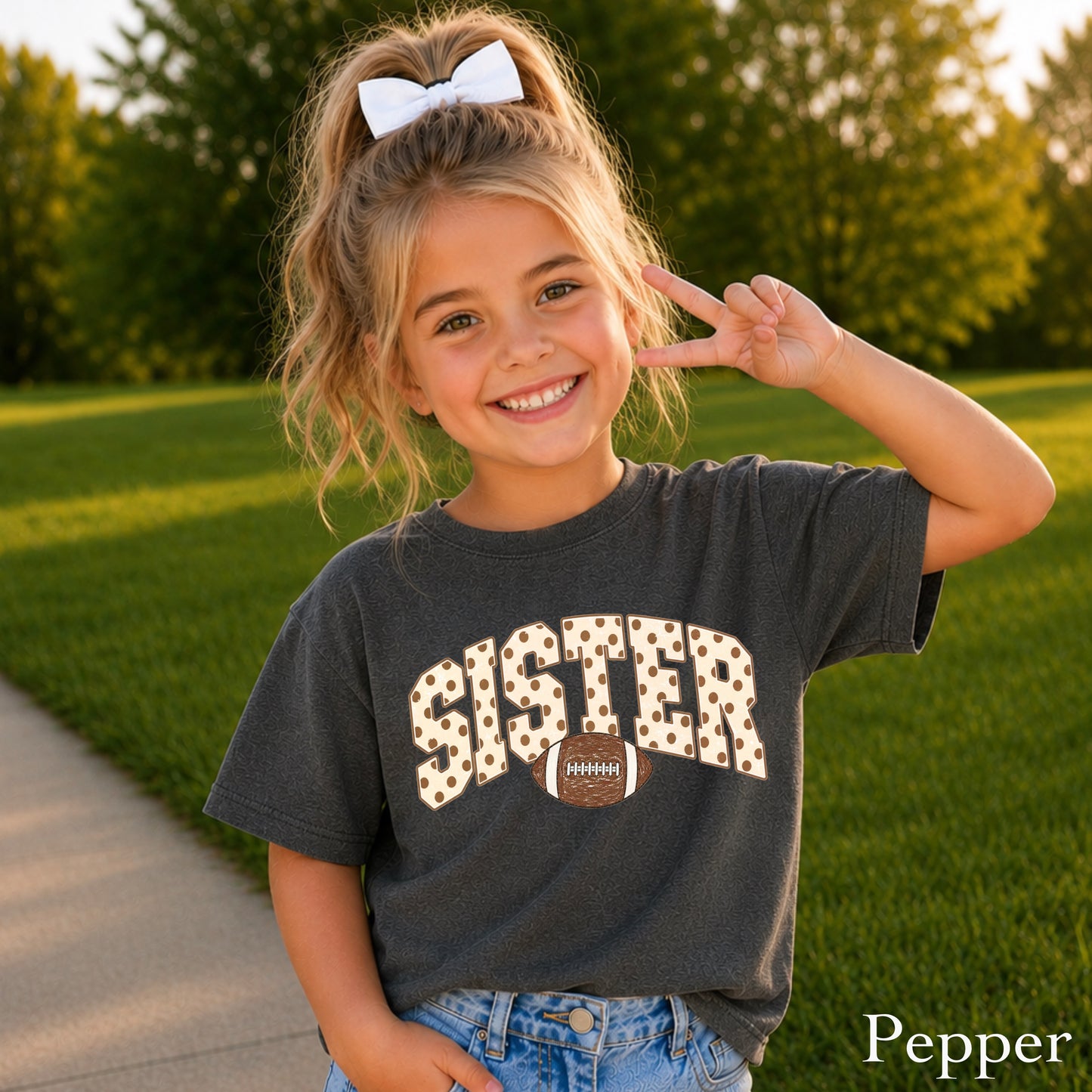 Football Sister Youth Comfort Color T-Shirt
