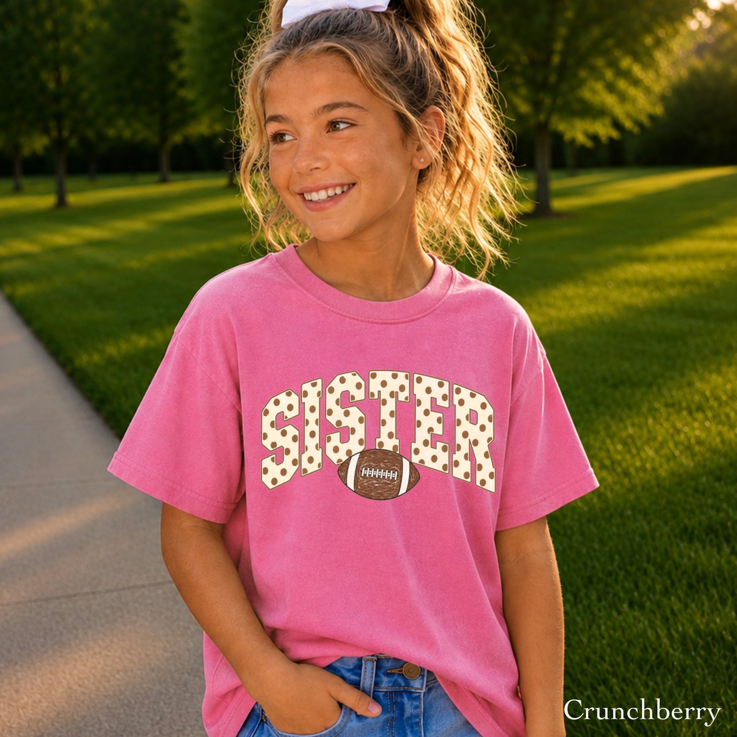 Football Sister Youth Comfort Color T-Shirt