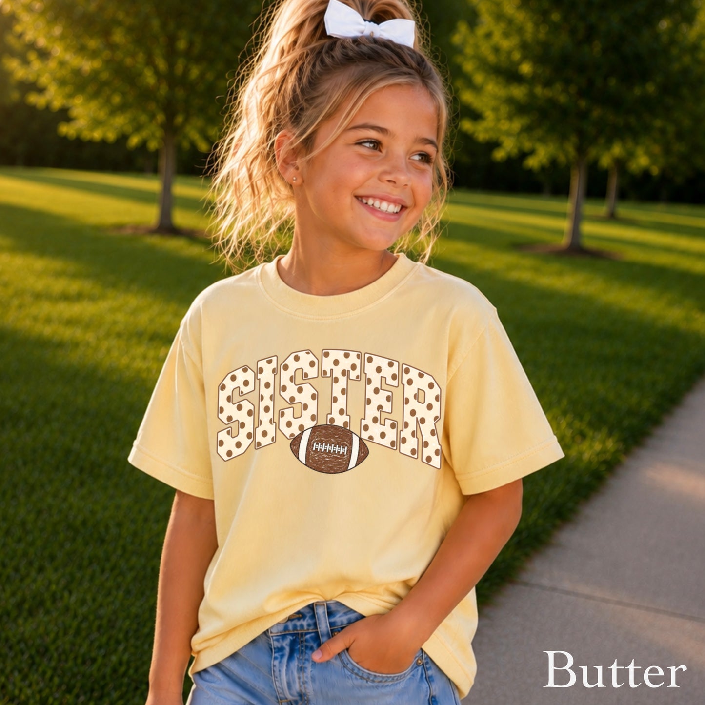 Football Sister Youth Comfort Color T-Shirt