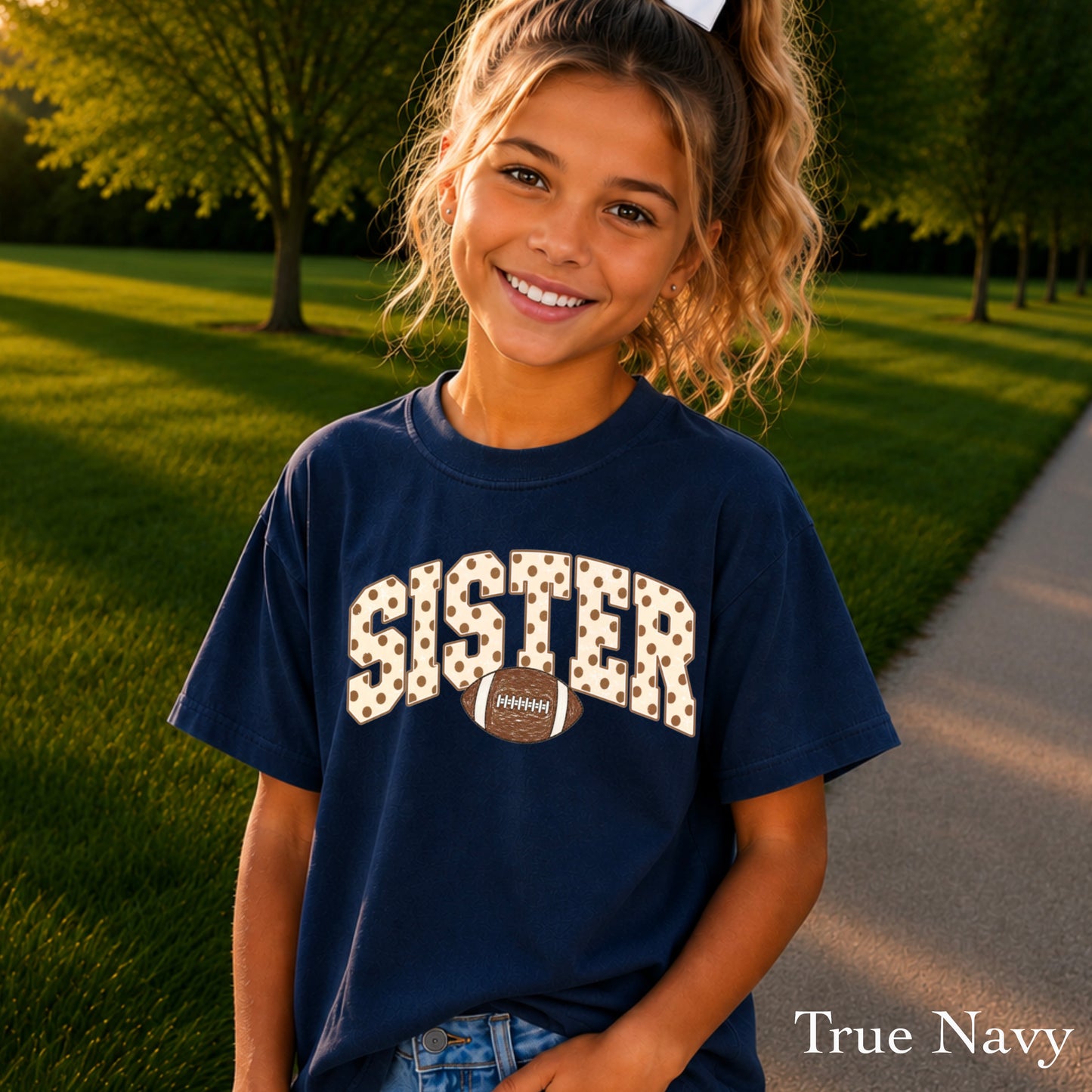 Football Sister Youth Comfort Color T-Shirt