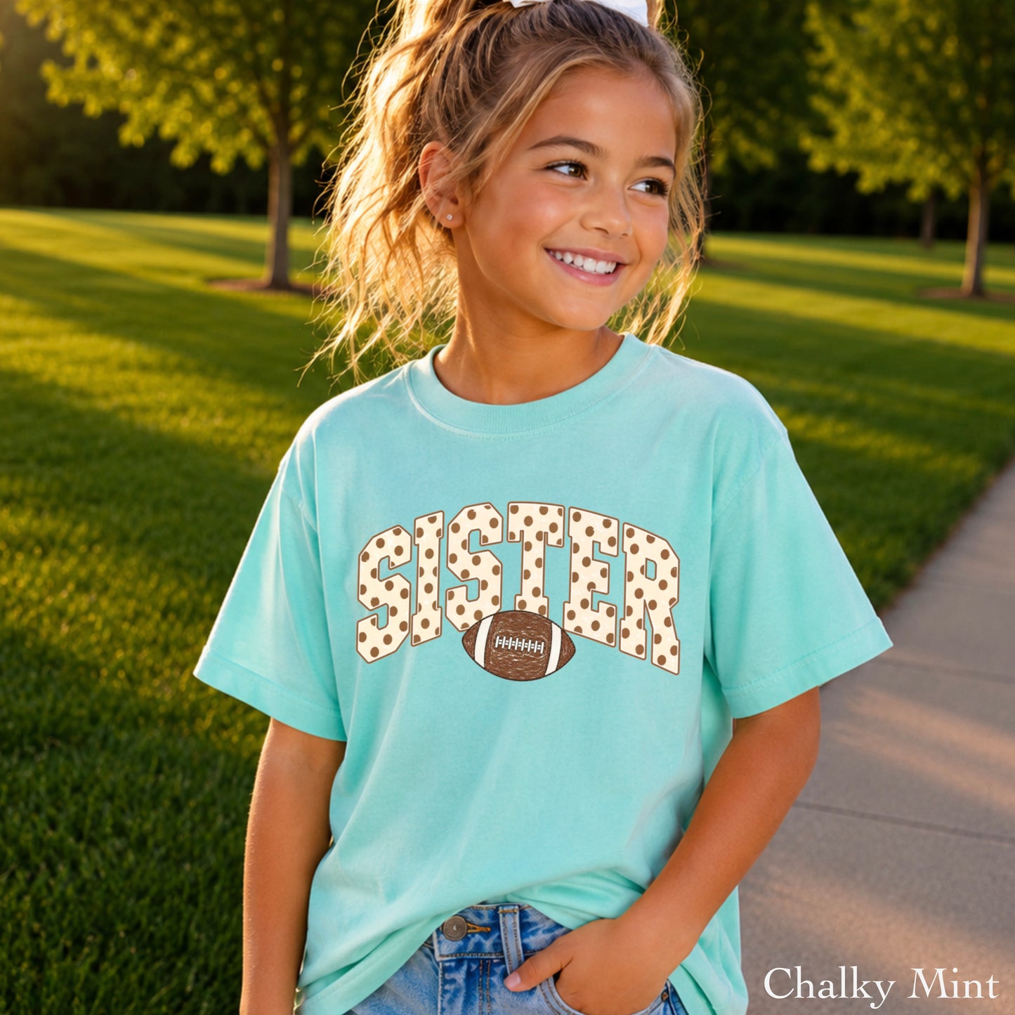 Football Sister Youth Comfort Color T-Shirt