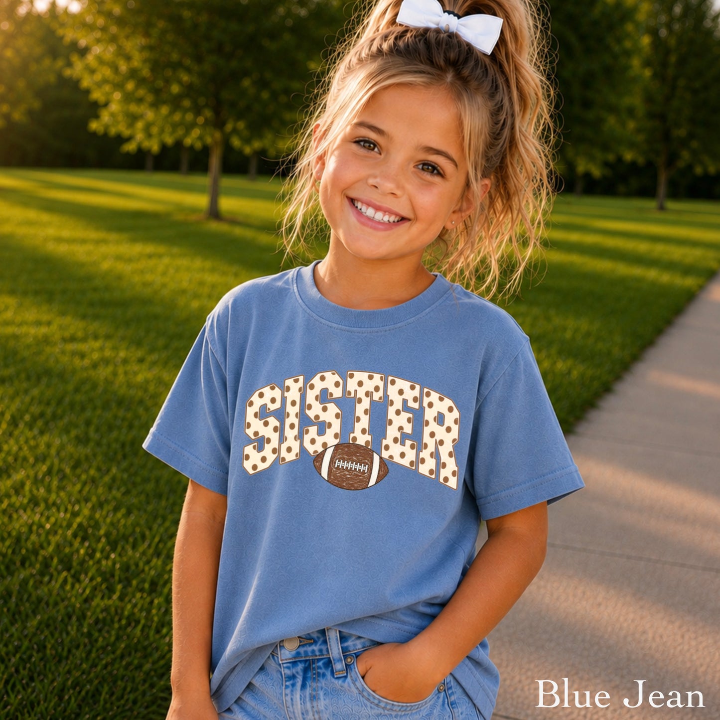 Football Sister Youth Comfort Color T-Shirt