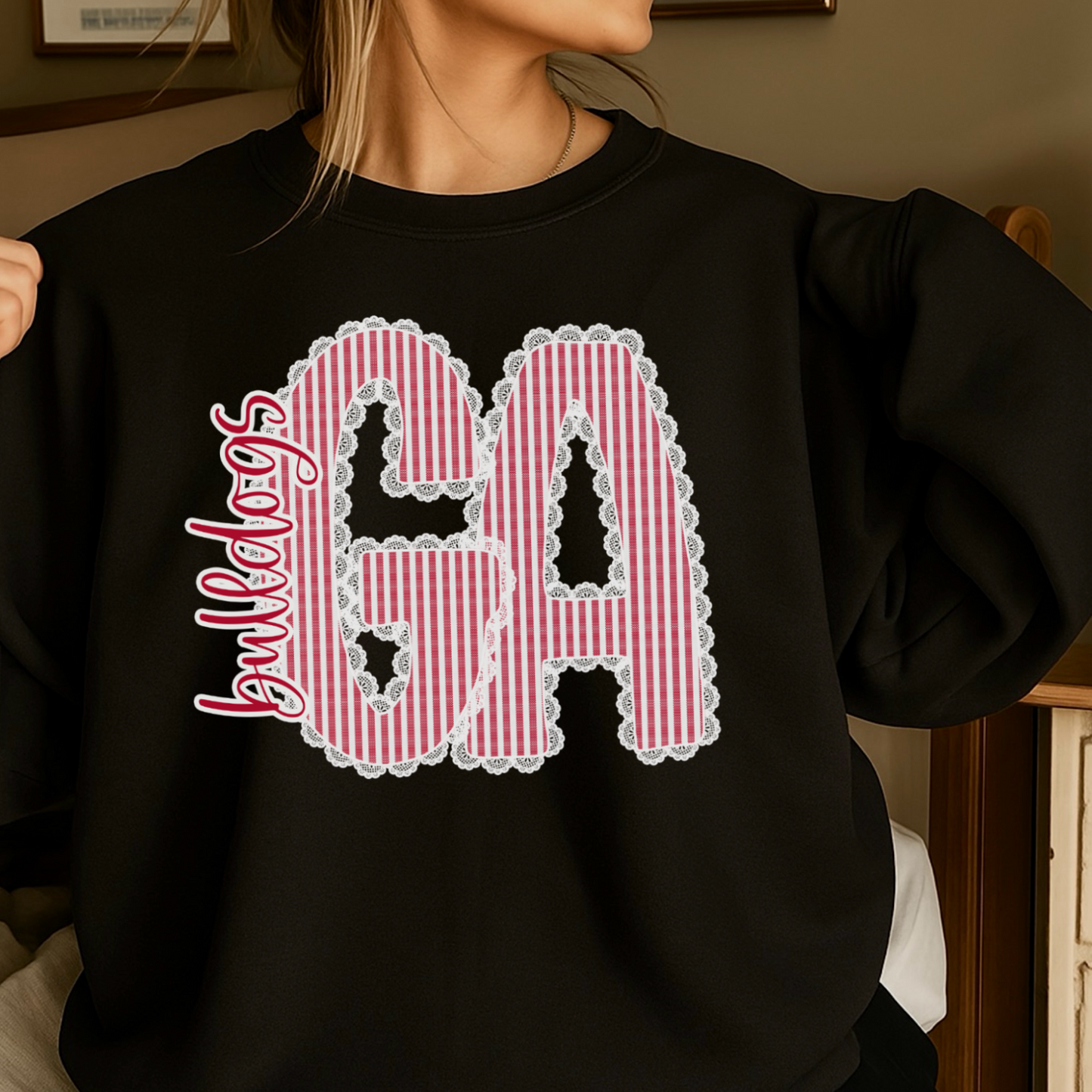 Lace Trimmed Georgia Crewneck Sweatshirt