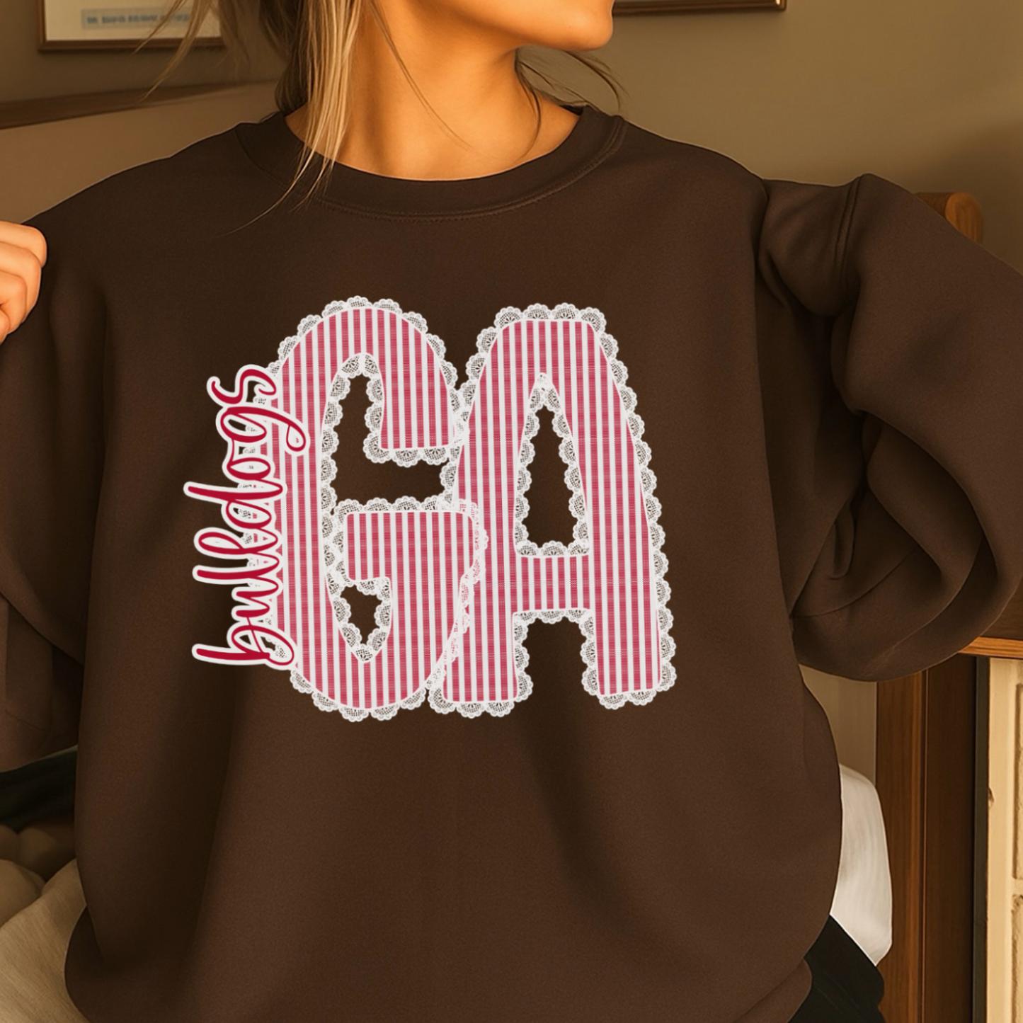 Lace Trimmed Georgia Crewneck Sweatshirt