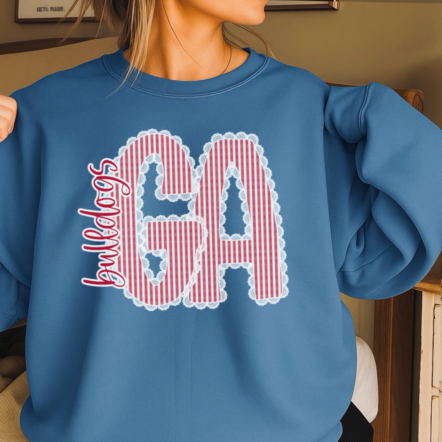 Lace Trimmed Georgia Crewneck Sweatshirt