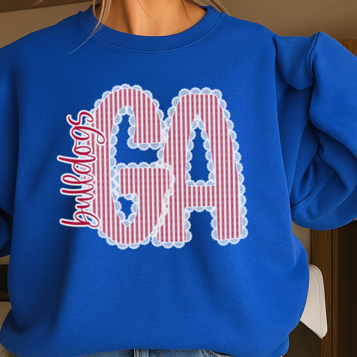 Lace Trimmed Georgia Crewneck Sweatshirt