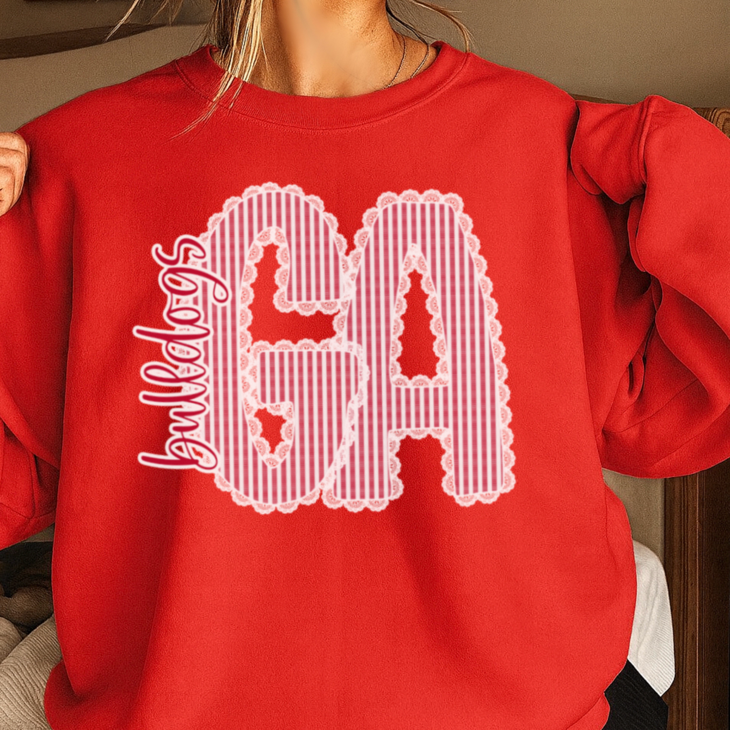 Lace Trimmed Georgia Crewneck Sweatshirt
