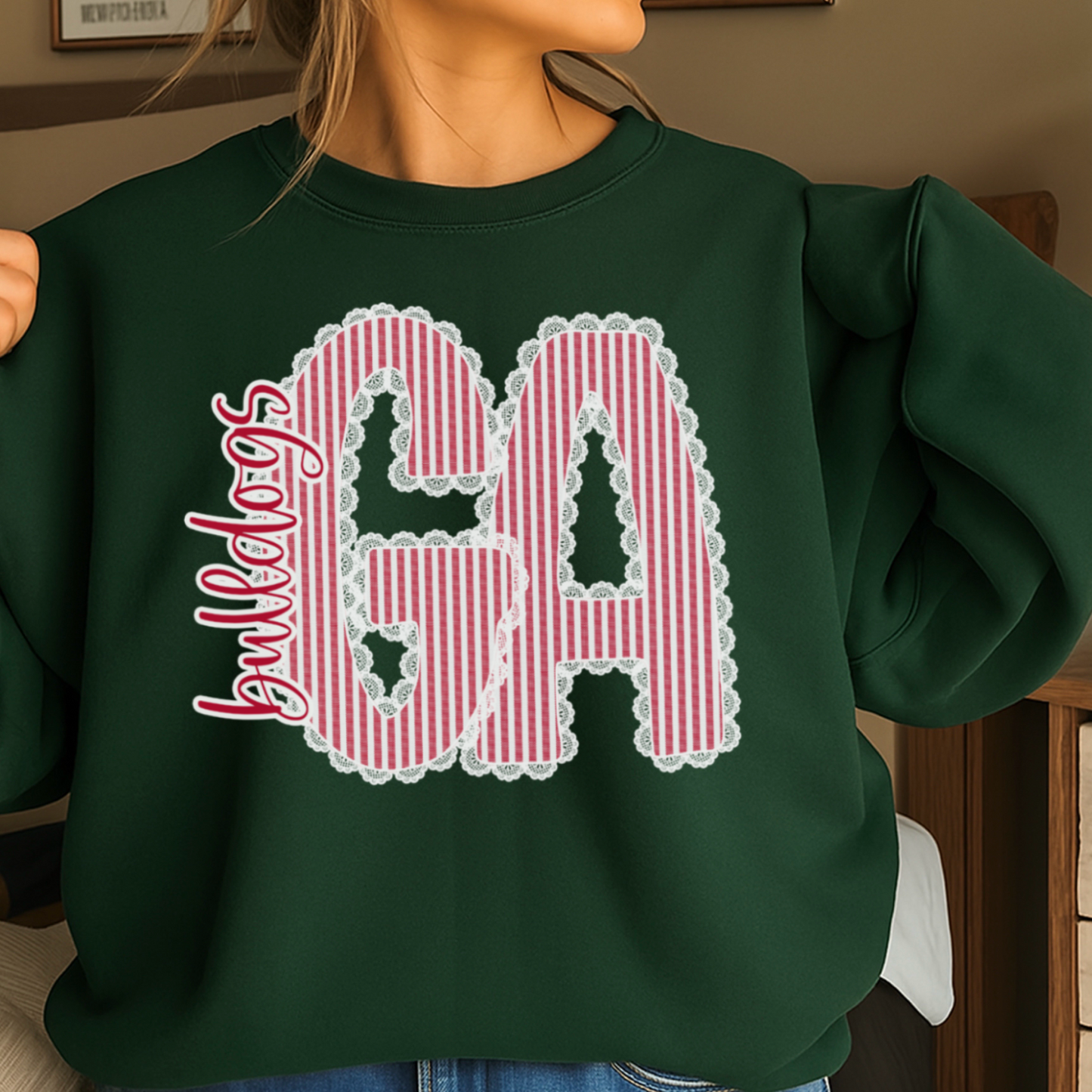 Lace Trimmed Georgia Crewneck Sweatshirt
