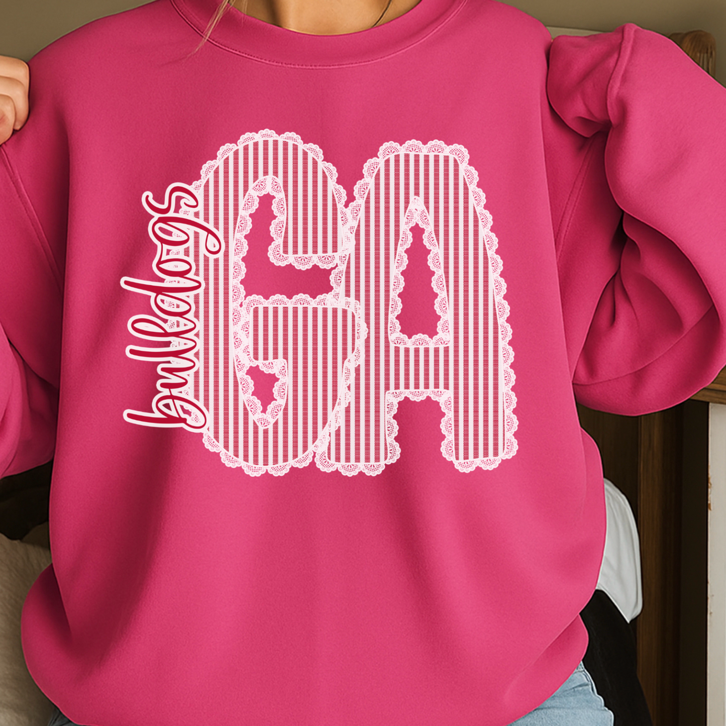 Lace Trimmed Georgia Crewneck Sweatshirt