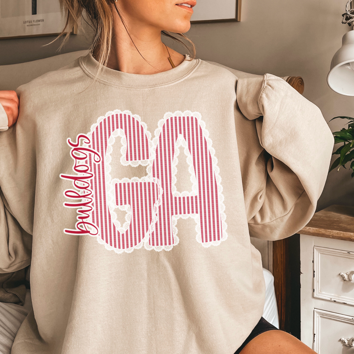 Lace Trimmed Georgia Crewneck Sweatshirt