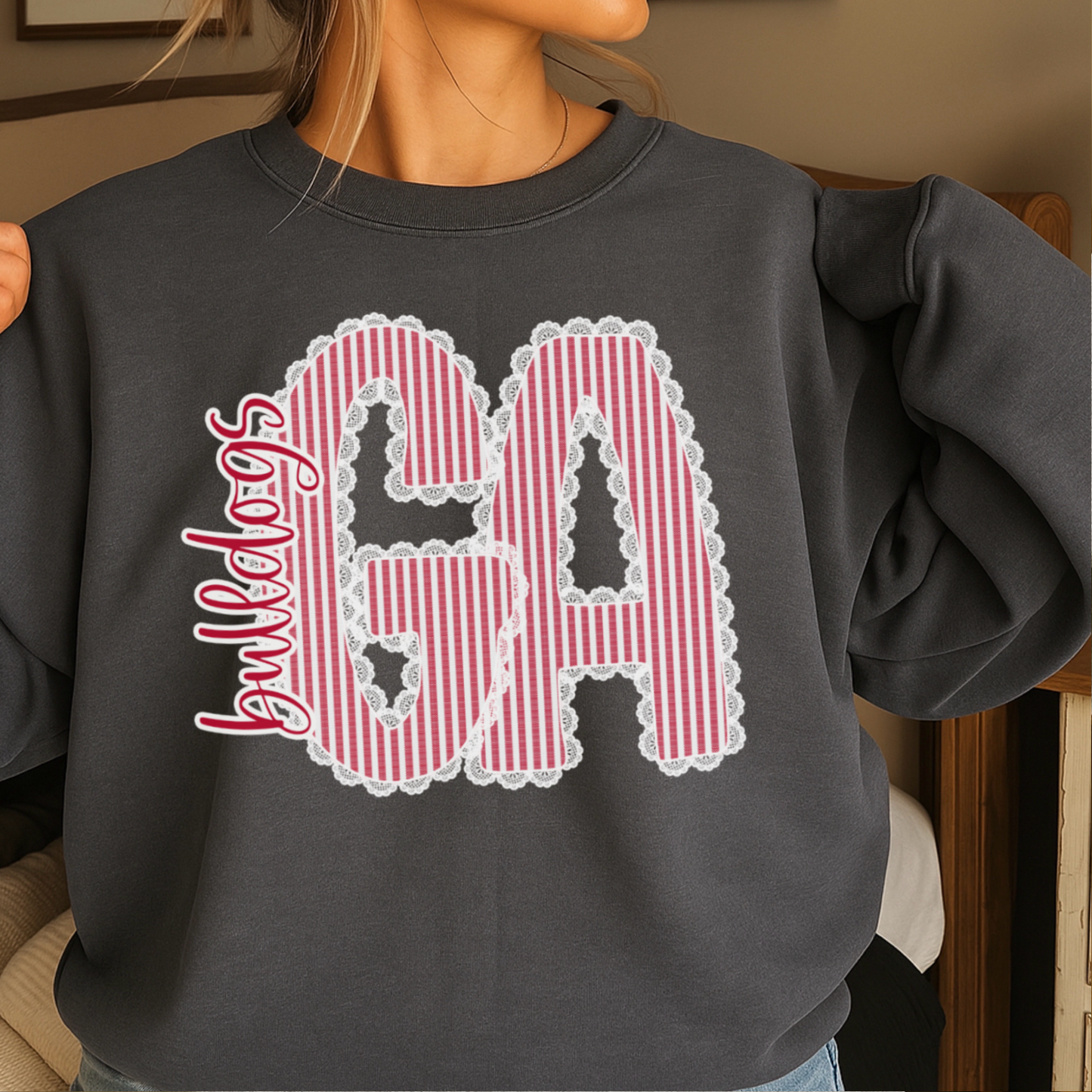 Lace Trimmed Georgia Crewneck Sweatshirt
