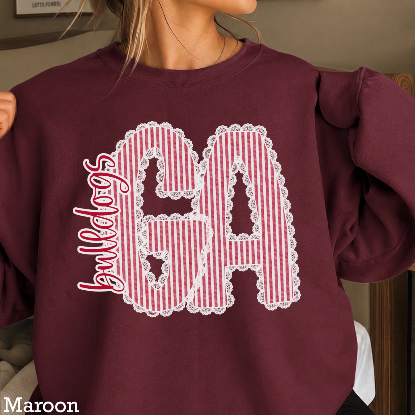 Lace Trimmed Georgia Crewneck Sweatshirt