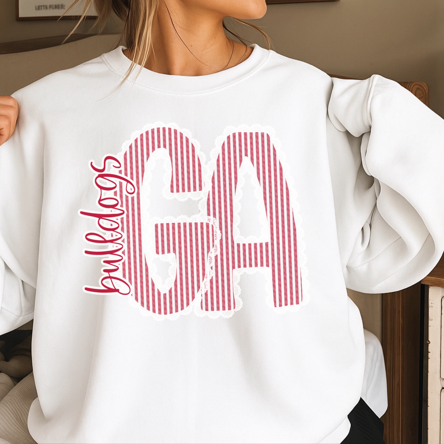 Lace Trimmed Georgia Crewneck Sweatshirt