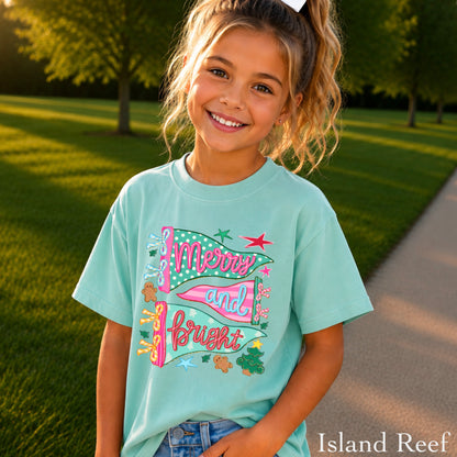 Merry & Bright Christmas Youth Comfort Color T-Shirt
